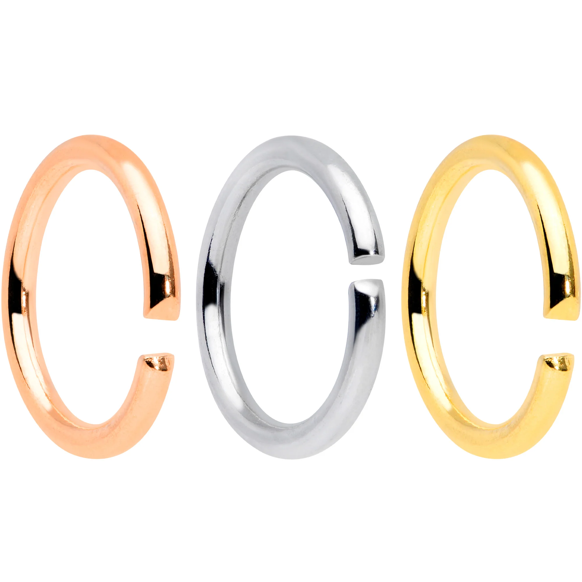 16G 5/16 Steel Mixed Gold Tone Seamless Cartilage Ring Set of 12 - Image 2