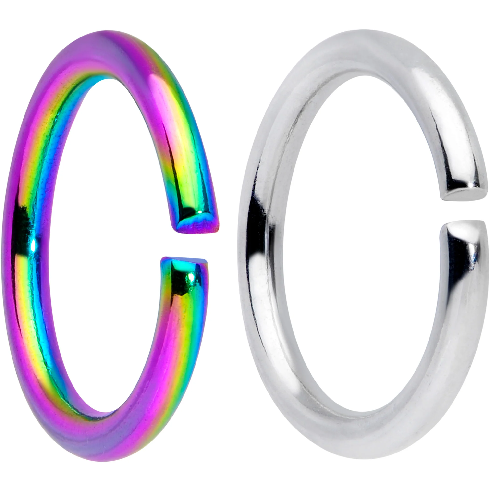 16G 5/16 Steel Rainbow Anodized Seamless Cartilage Ring Set of 12 - Image 2