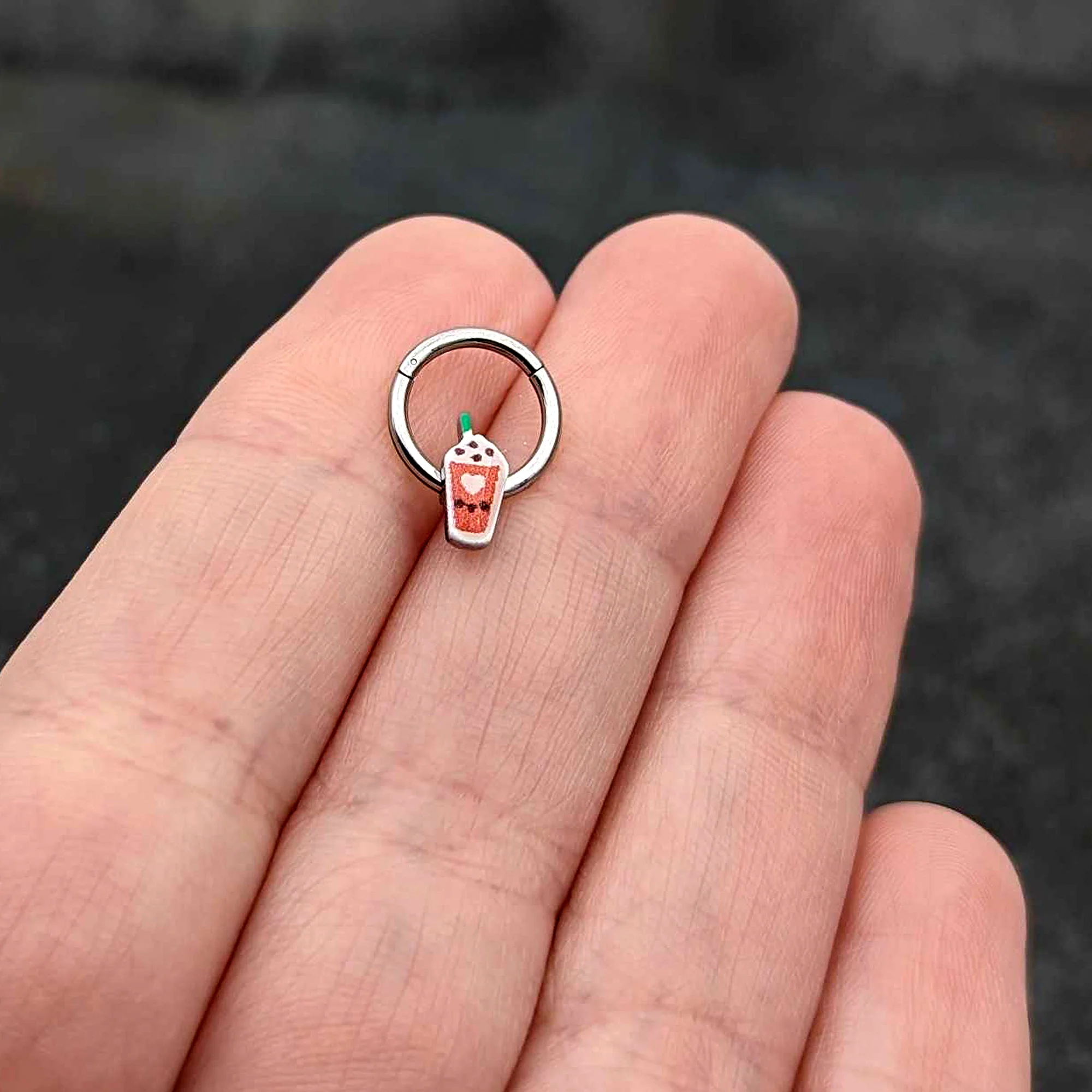 16G 5/16 Sweet Pumpkin Frappe Autumn Hinged Segment Ring - Image 6