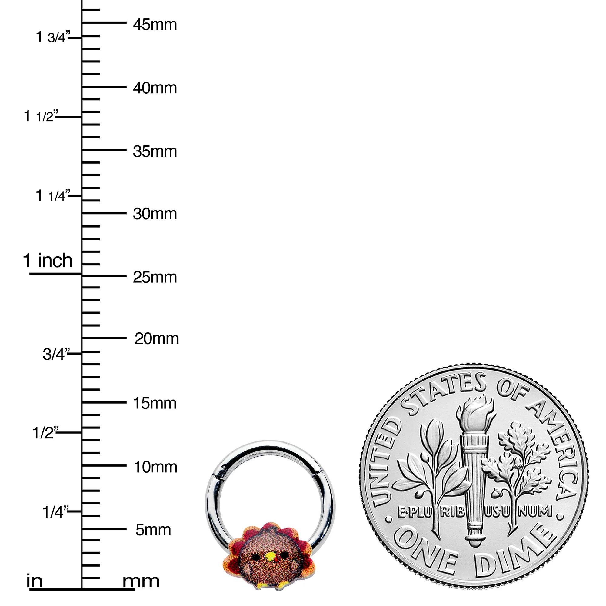 16G 5/16 Sweet Tiny Turkey Thanksgiving Hinged Segment Ring - Image 3