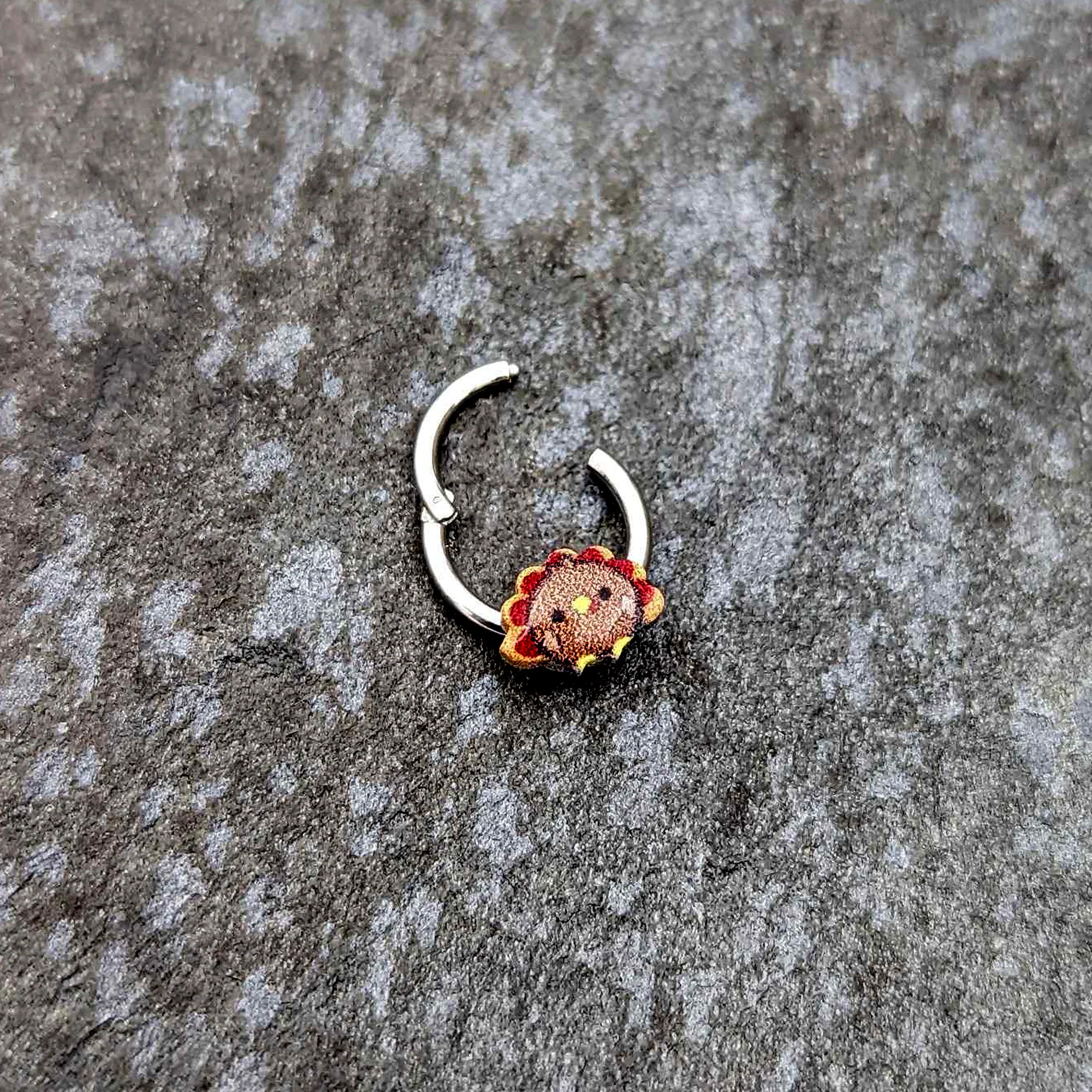 16G 5/16 Sweet Tiny Turkey Thanksgiving Hinged Segment Ring - Image 5