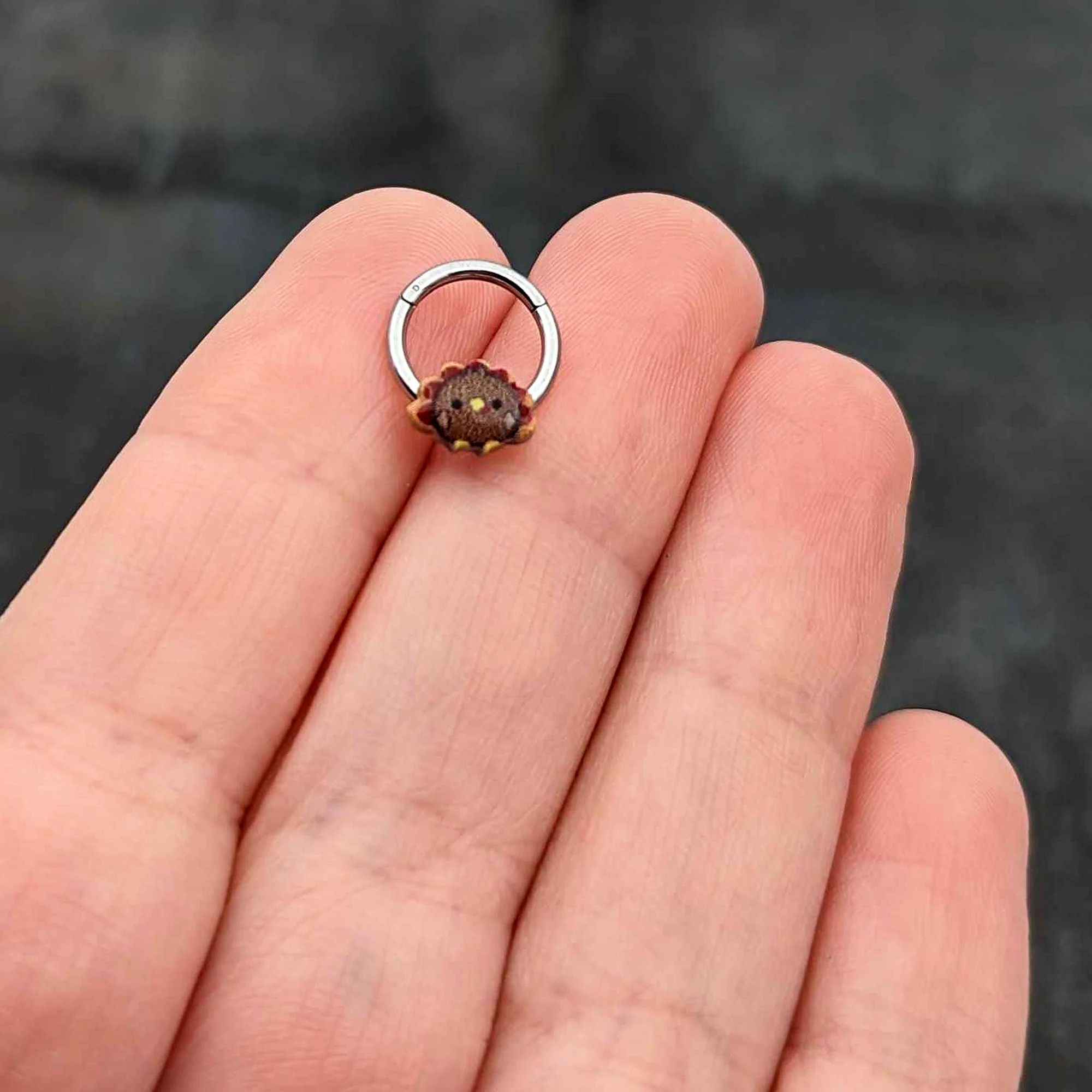 16G 5/16 Sweet Tiny Turkey Thanksgiving Hinged Segment Ring - Image 6