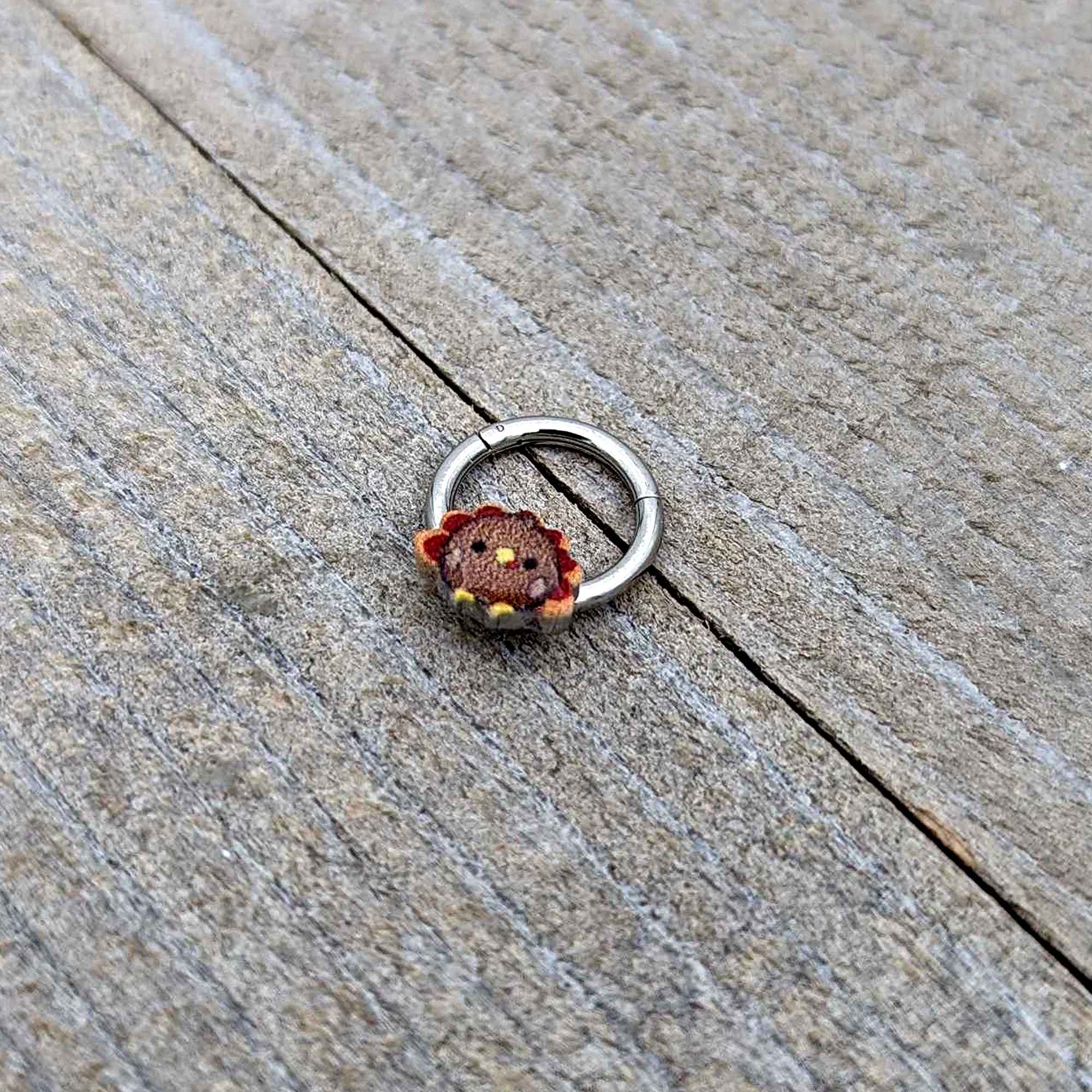 16G 5/16 Sweet Tiny Turkey Thanksgiving Hinged Segment Ring - Image 7