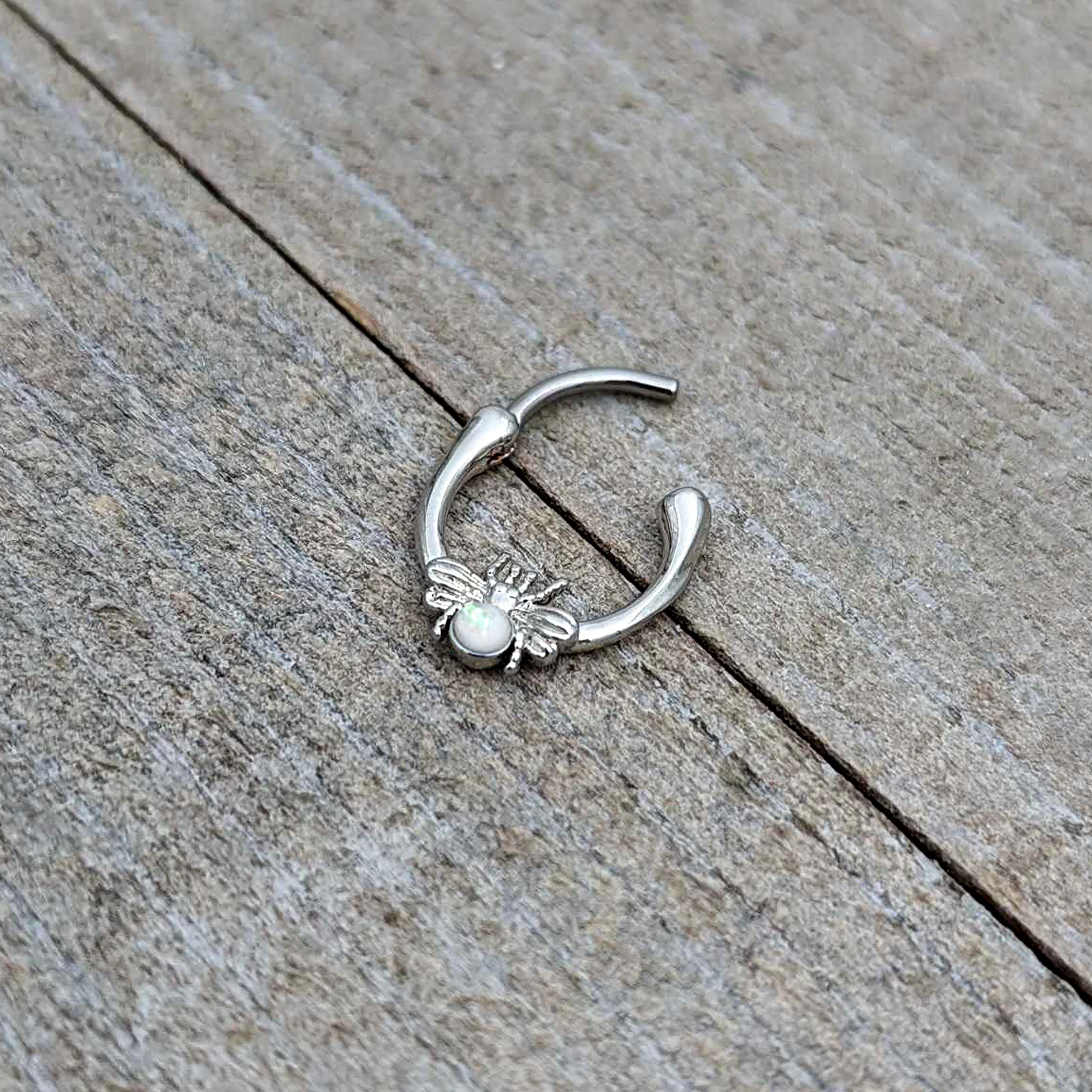 16G 5/16 White Faux Opal Ultra Fly Cartilage Clicker - Image 7