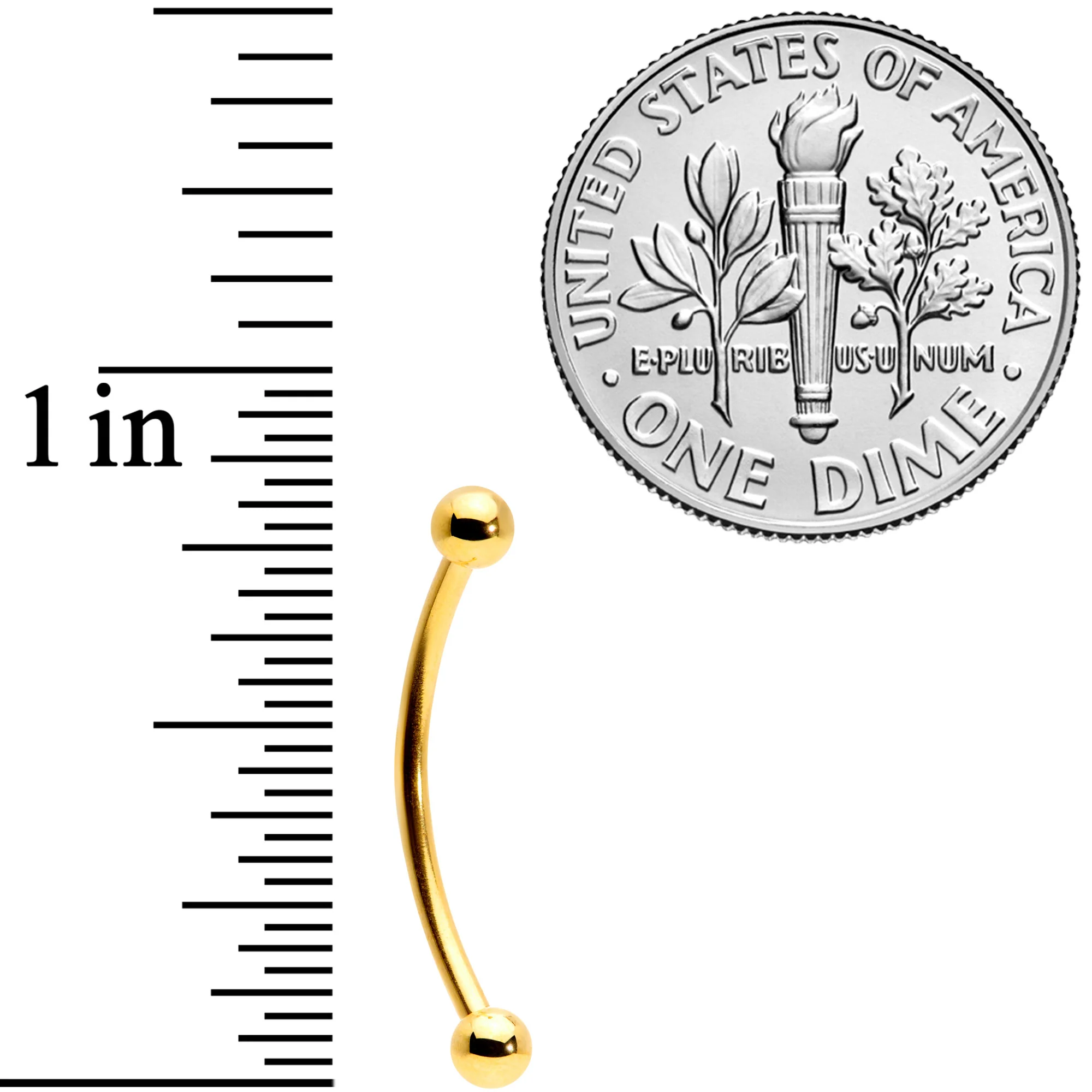 16G 5/8 Gold Tone Curved Barbell - Image 3