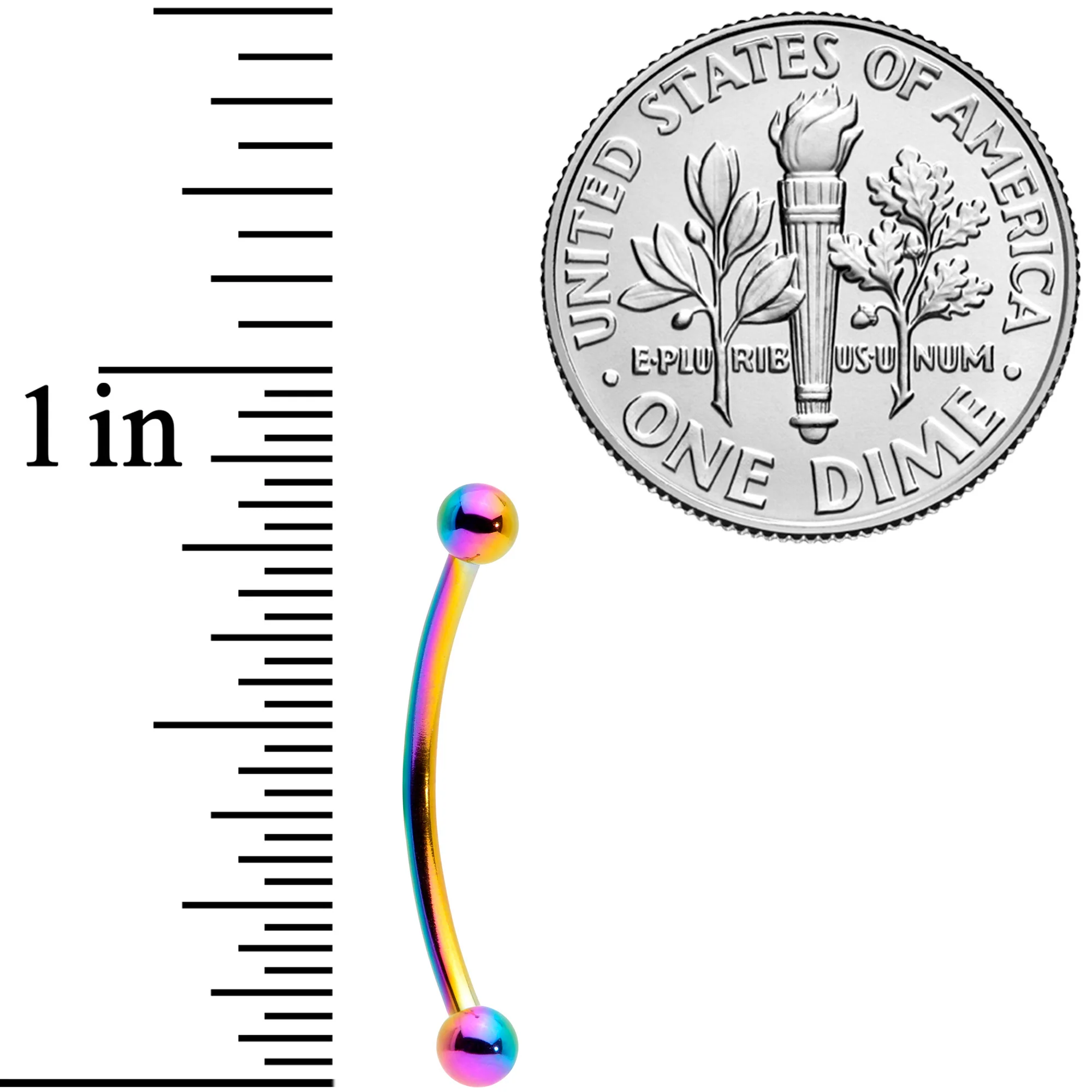 16G 5/8 Rainbow Curved Barbell - Image 3