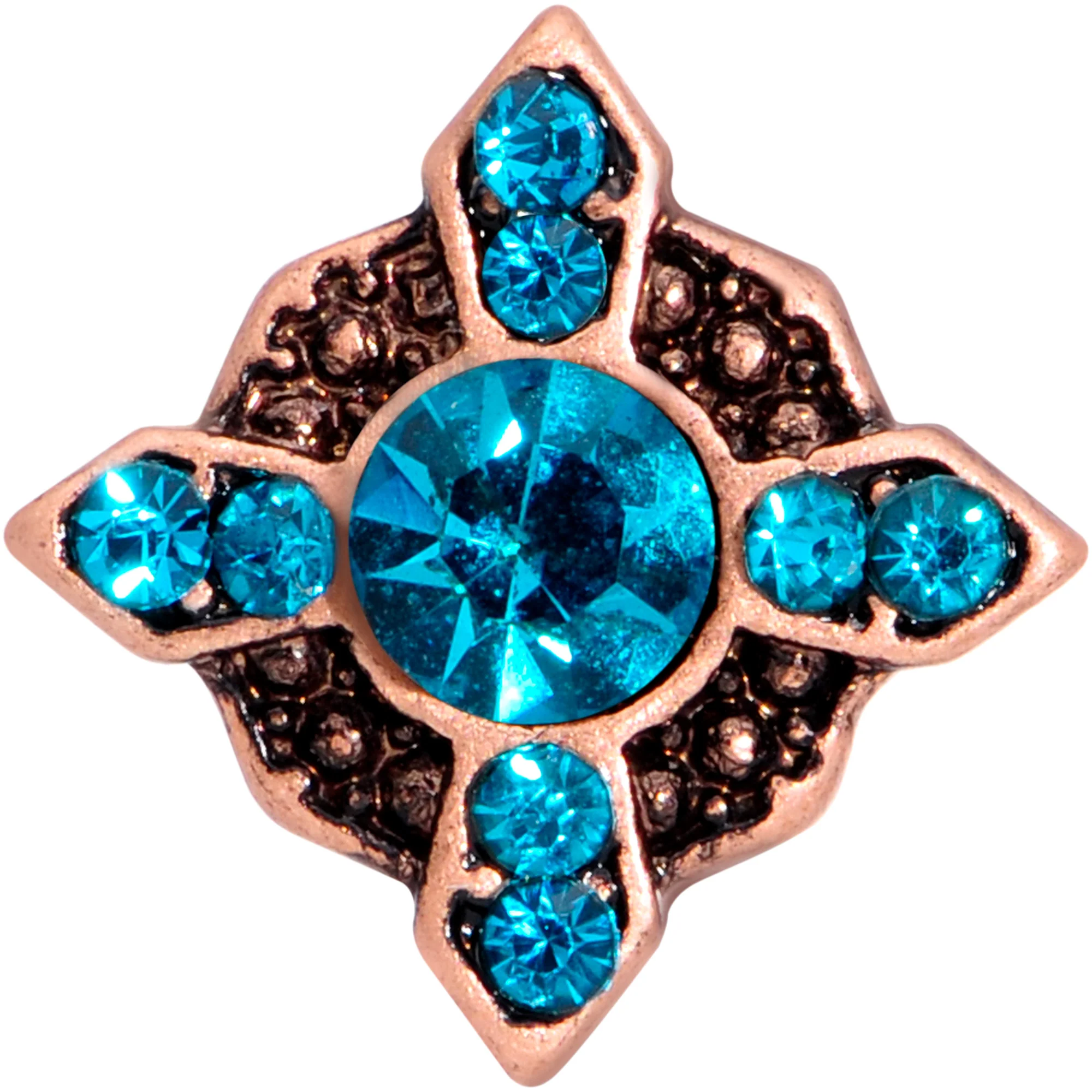 16G 6/15 Aqua Gem Rose Gold Tone Renaissance Labret Monroe Tragus - Image 2