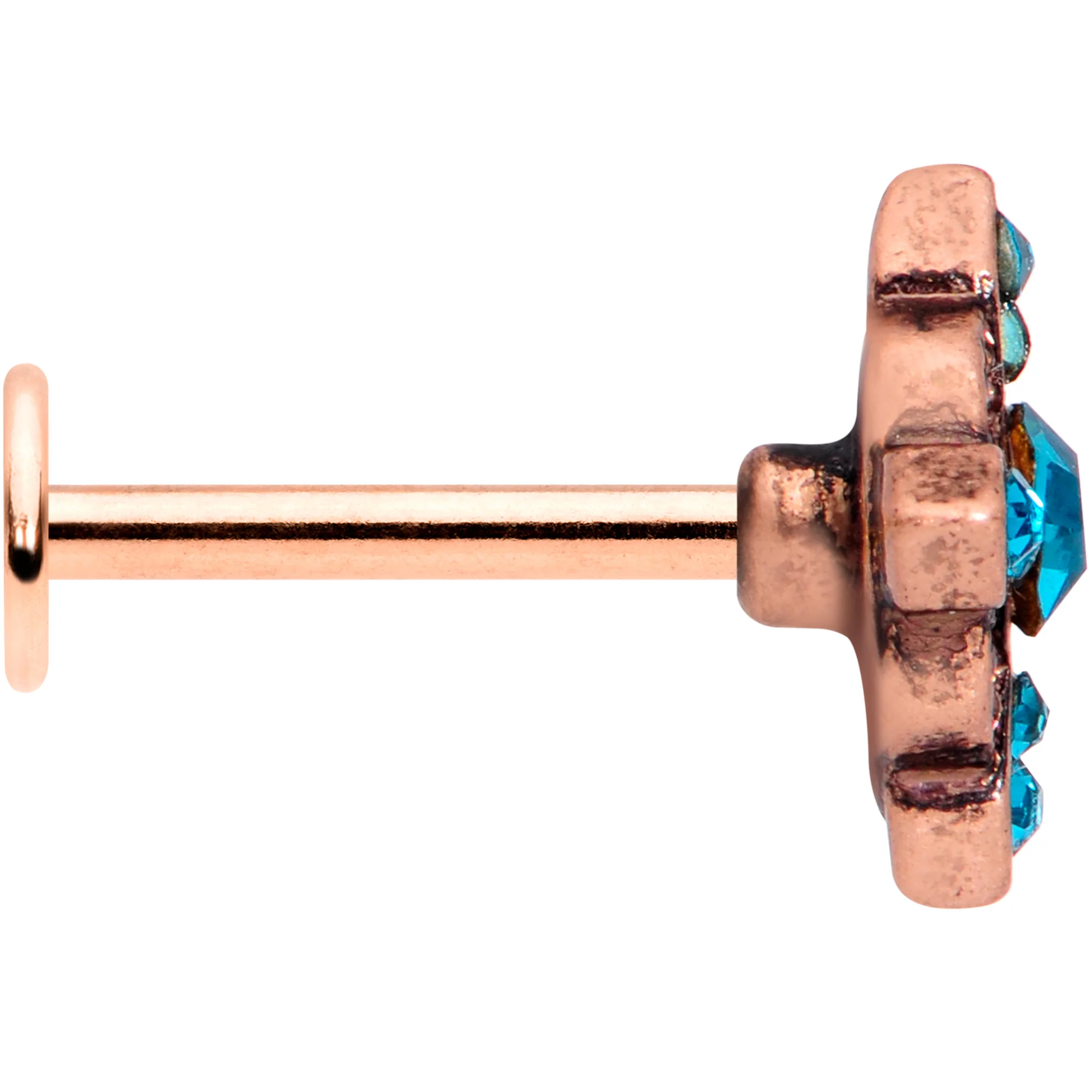 16G 6/15 Aqua Gem Rose Gold Tone Renaissance Labret Monroe Tragus - Image 3