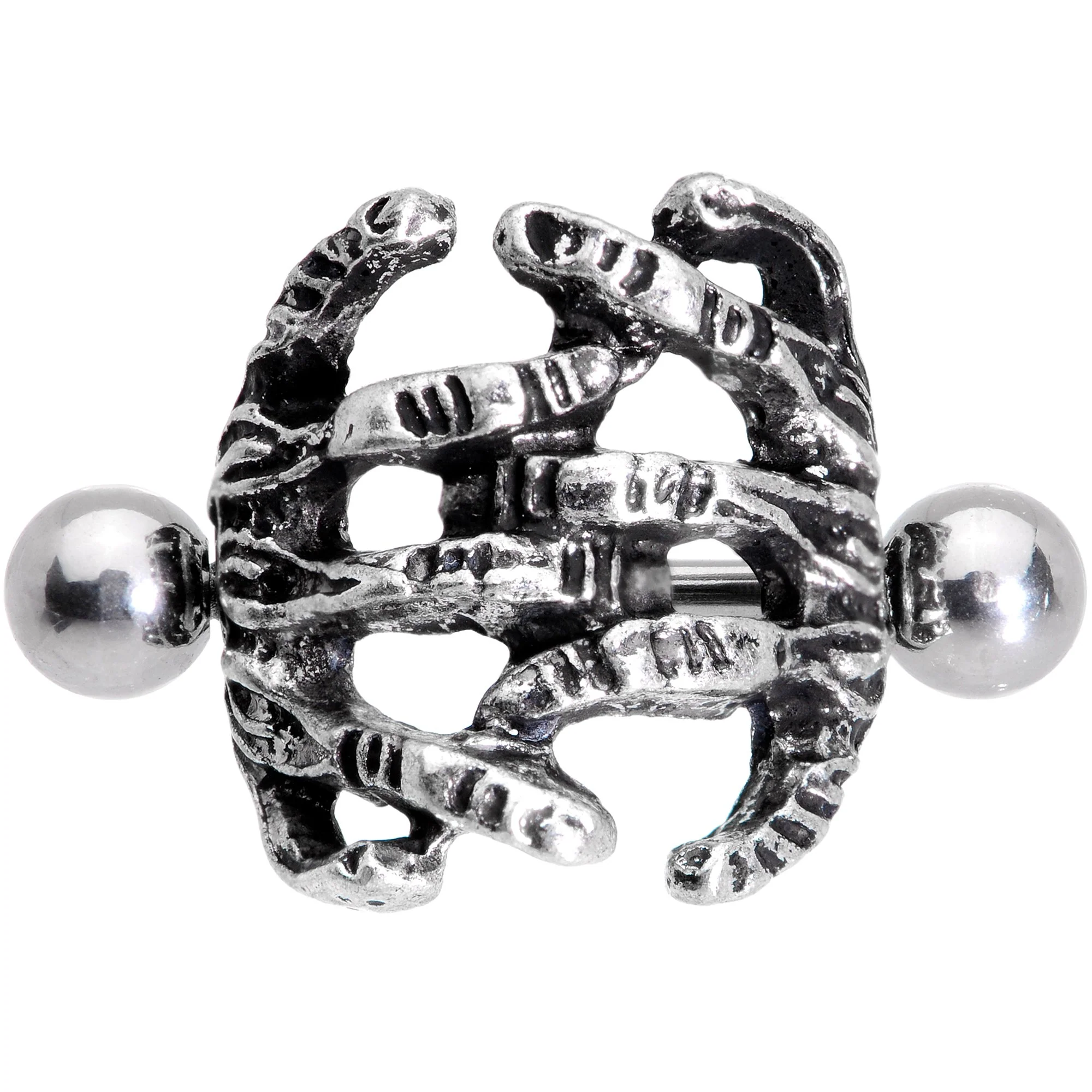 16G 7/16 Scary Halloween Skeleton Hands Cartilage Cuff - Image 3