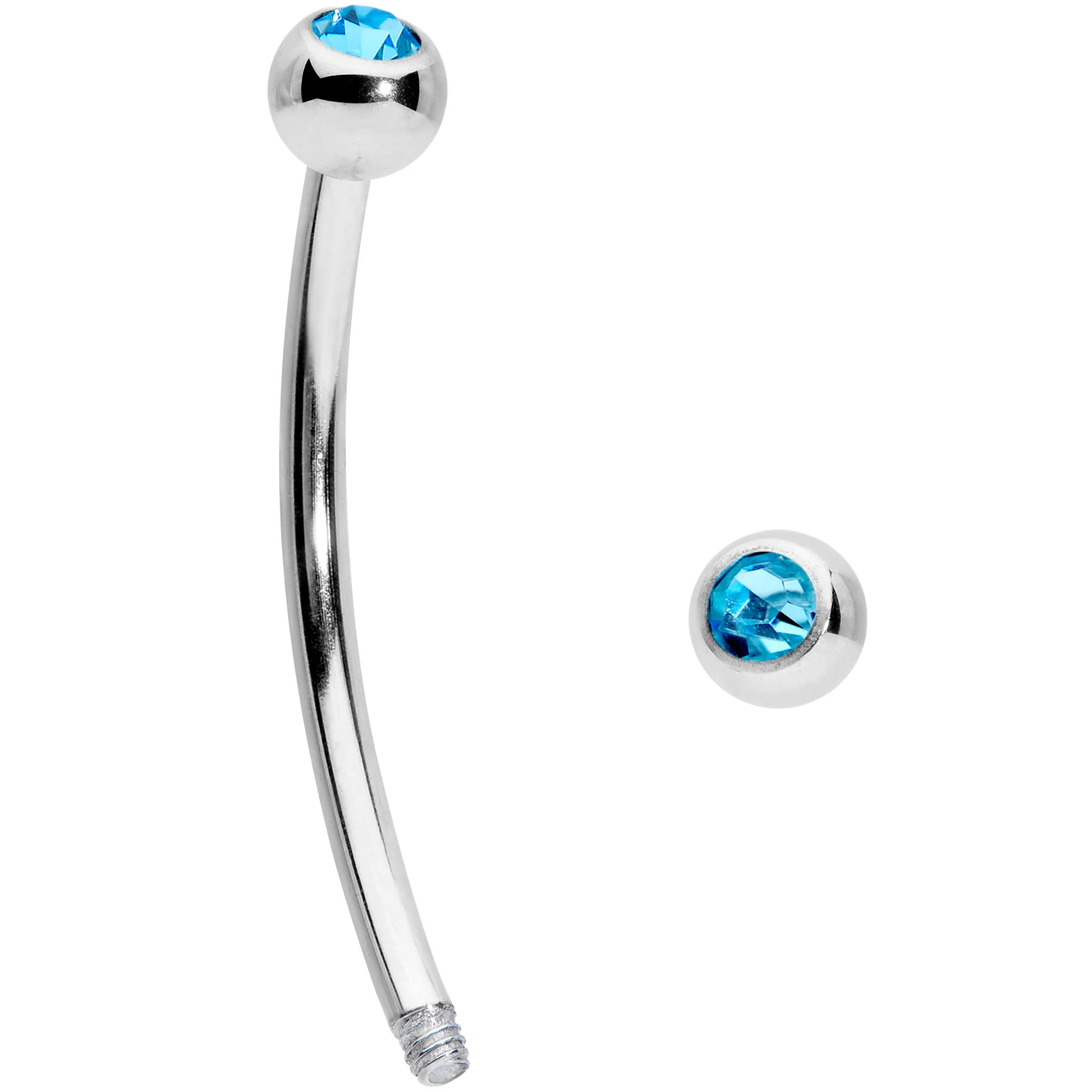 16G 9/16 Aqua Gem Ball End Curved Barbell - Image 2