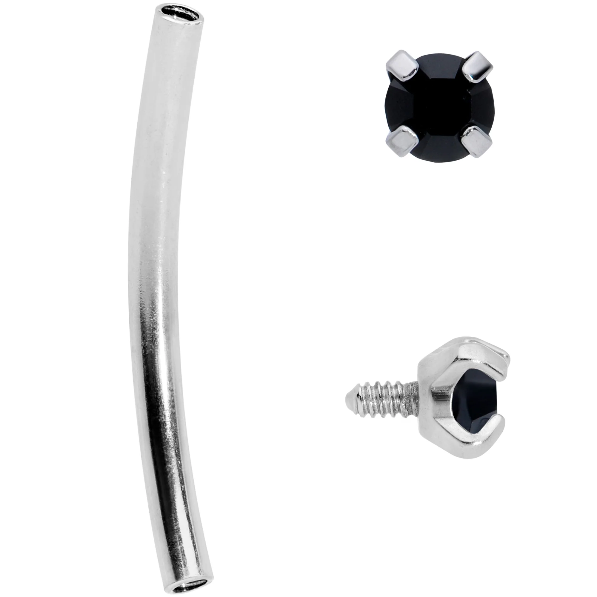 16G 9/16 Black CZ Gem End Curved Barbell - Image 2