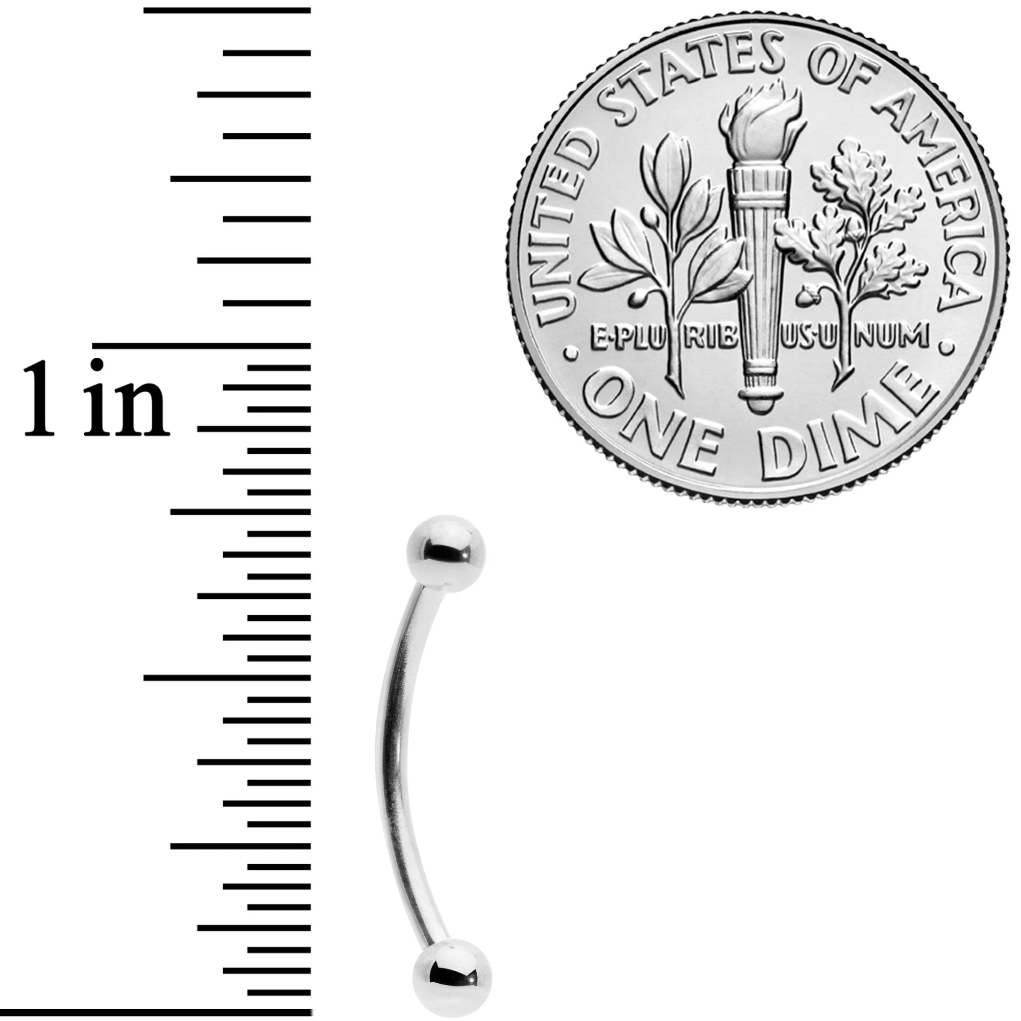 16G 9/16 Stainless Steel Curved Barbell - Image 4