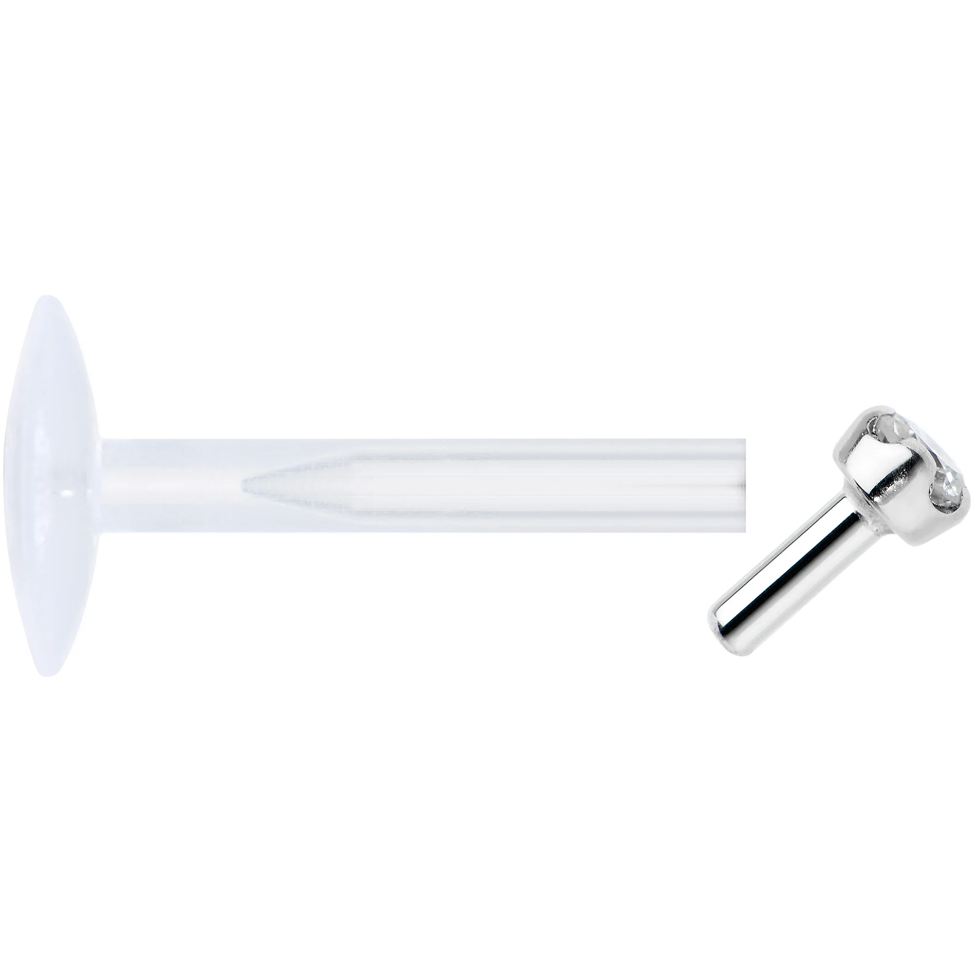 16G Bioplast 14K White Gold 1.5mm Genuine Diamond Micro Labret - Image 3