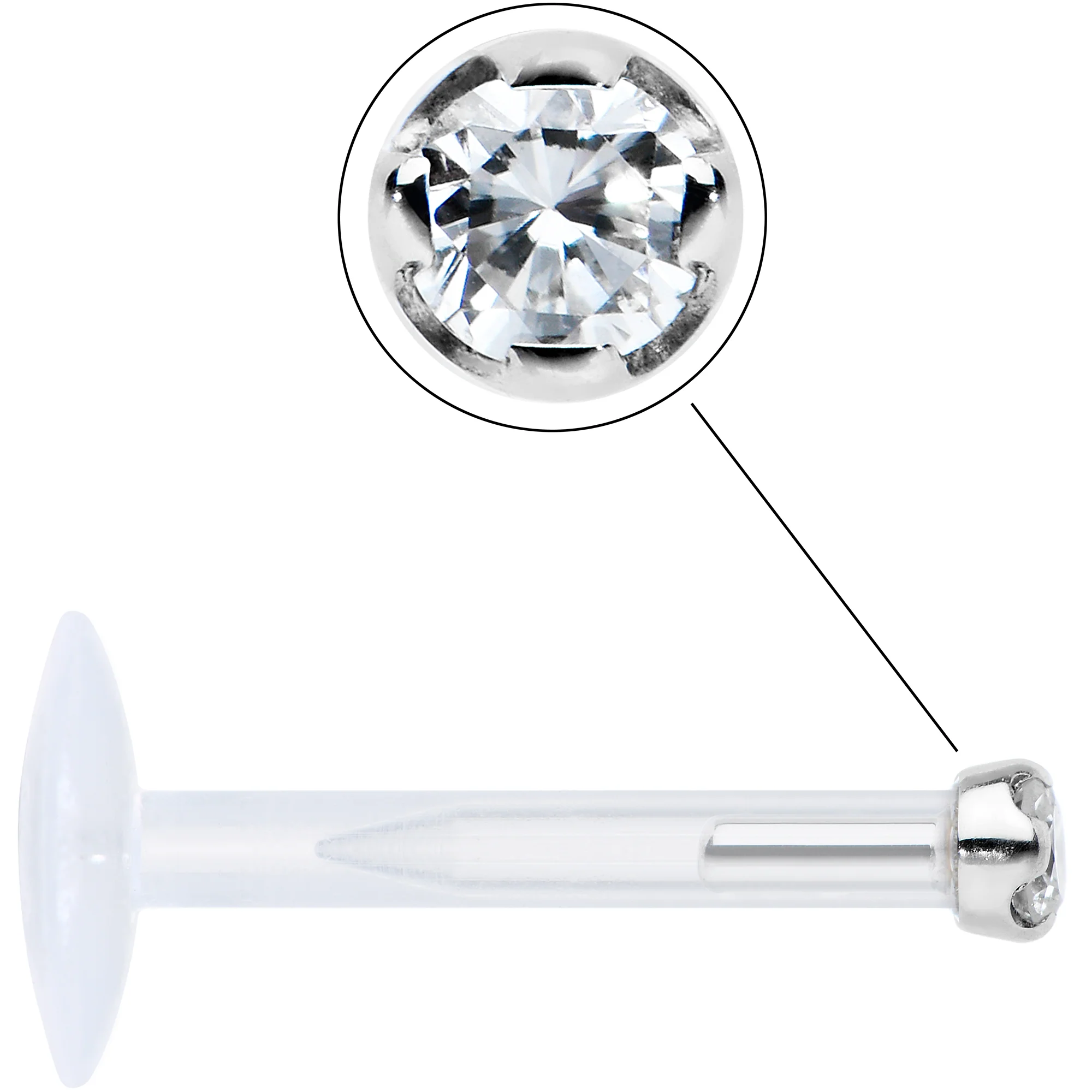 16G Bioplast 14K White Gold 1.5mm Genuine Diamond Micro Labret - Image 4