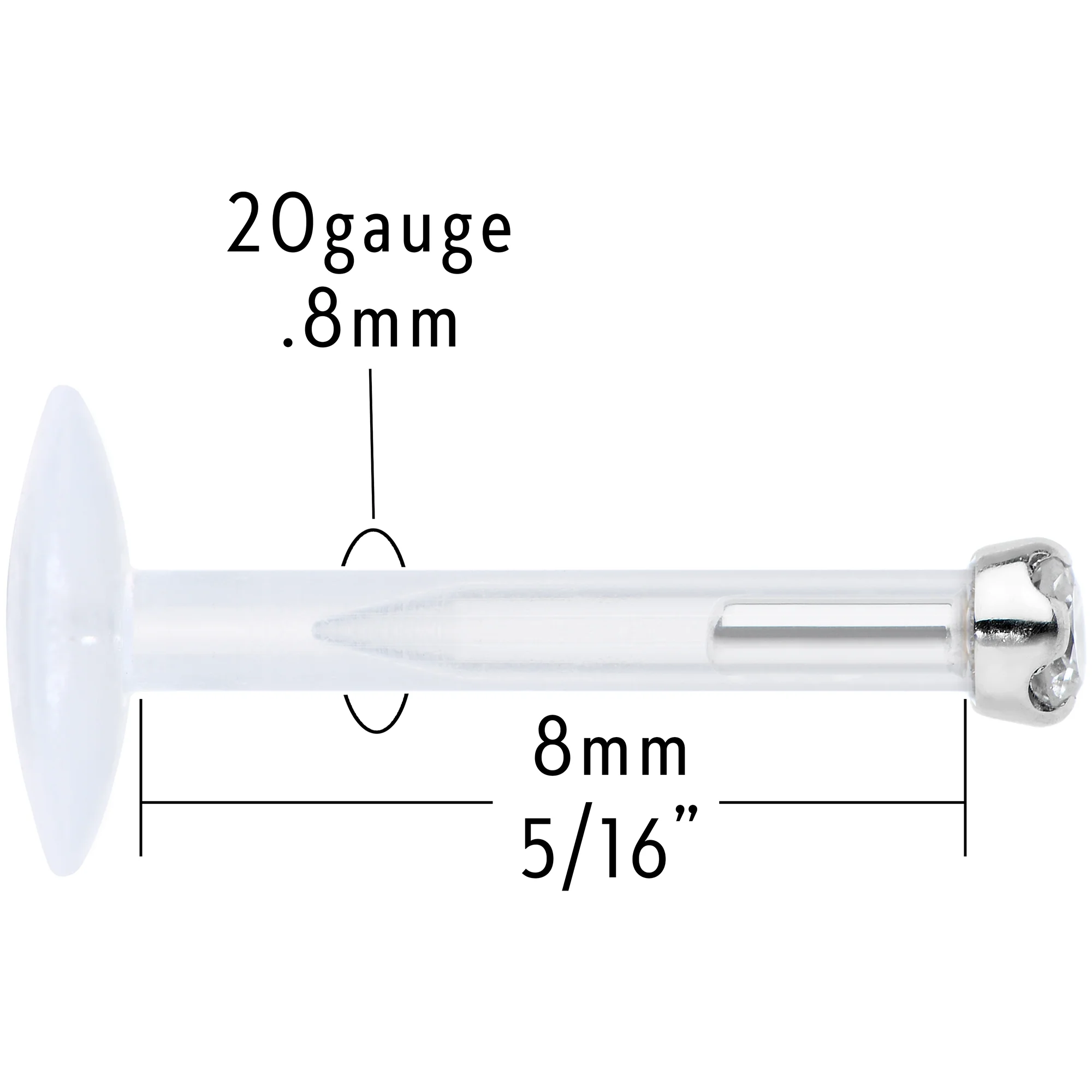 16G Bioplast 14K White Gold 1.5mm Genuine Diamond Micro Labret - Image 5