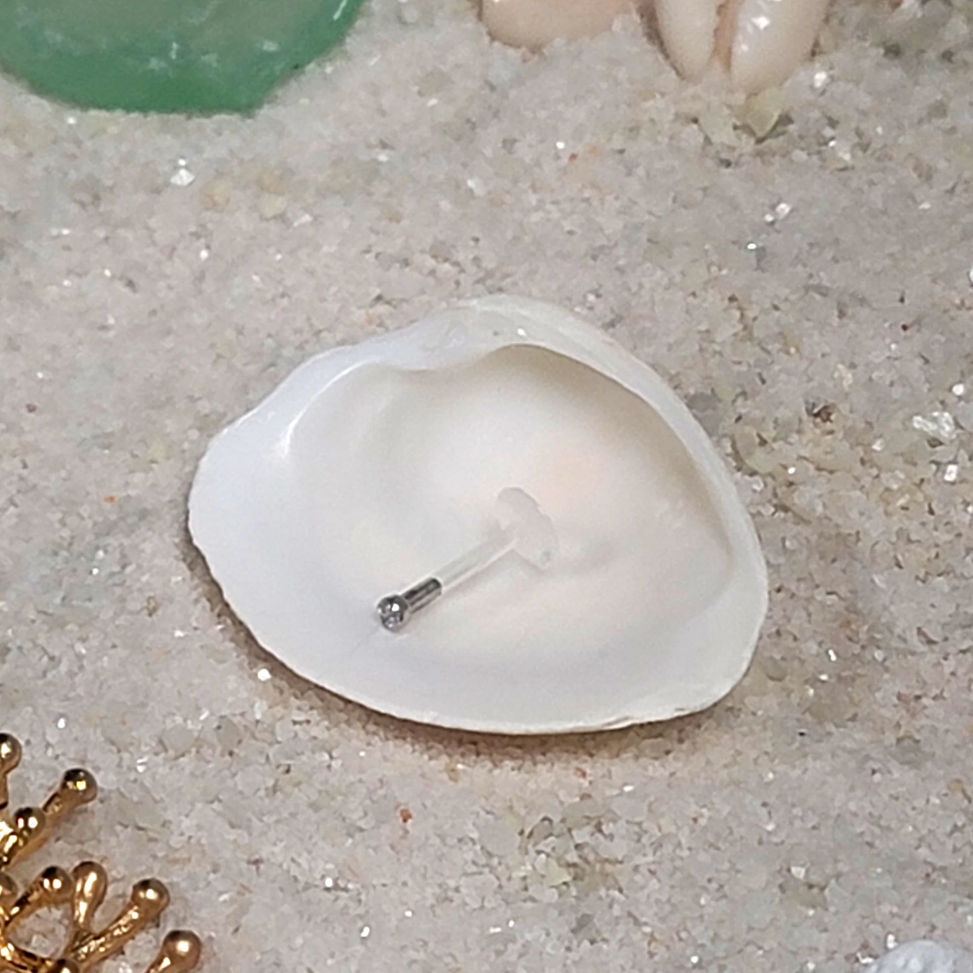 16G Bioplast 14K White Gold 1.5mm Genuine Diamond Micro Labret - Image 7