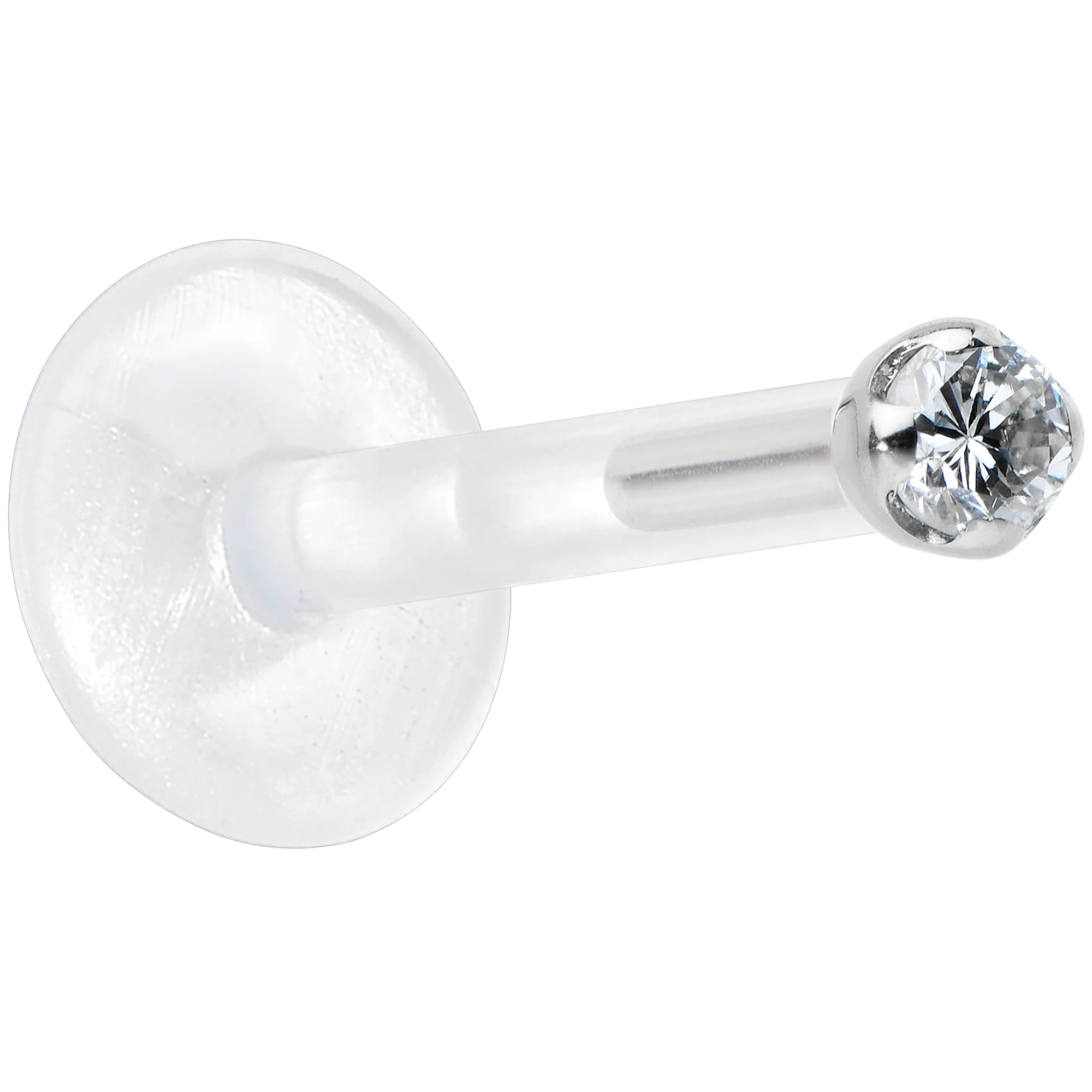 16G Bioplast 14K White Gold 1.5mm Genuine Diamond Micro Labret - Image 9