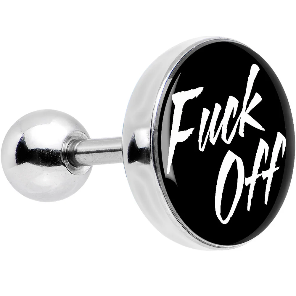 16G Black F*ck Off Tragus Cartilage Earring - Image 10