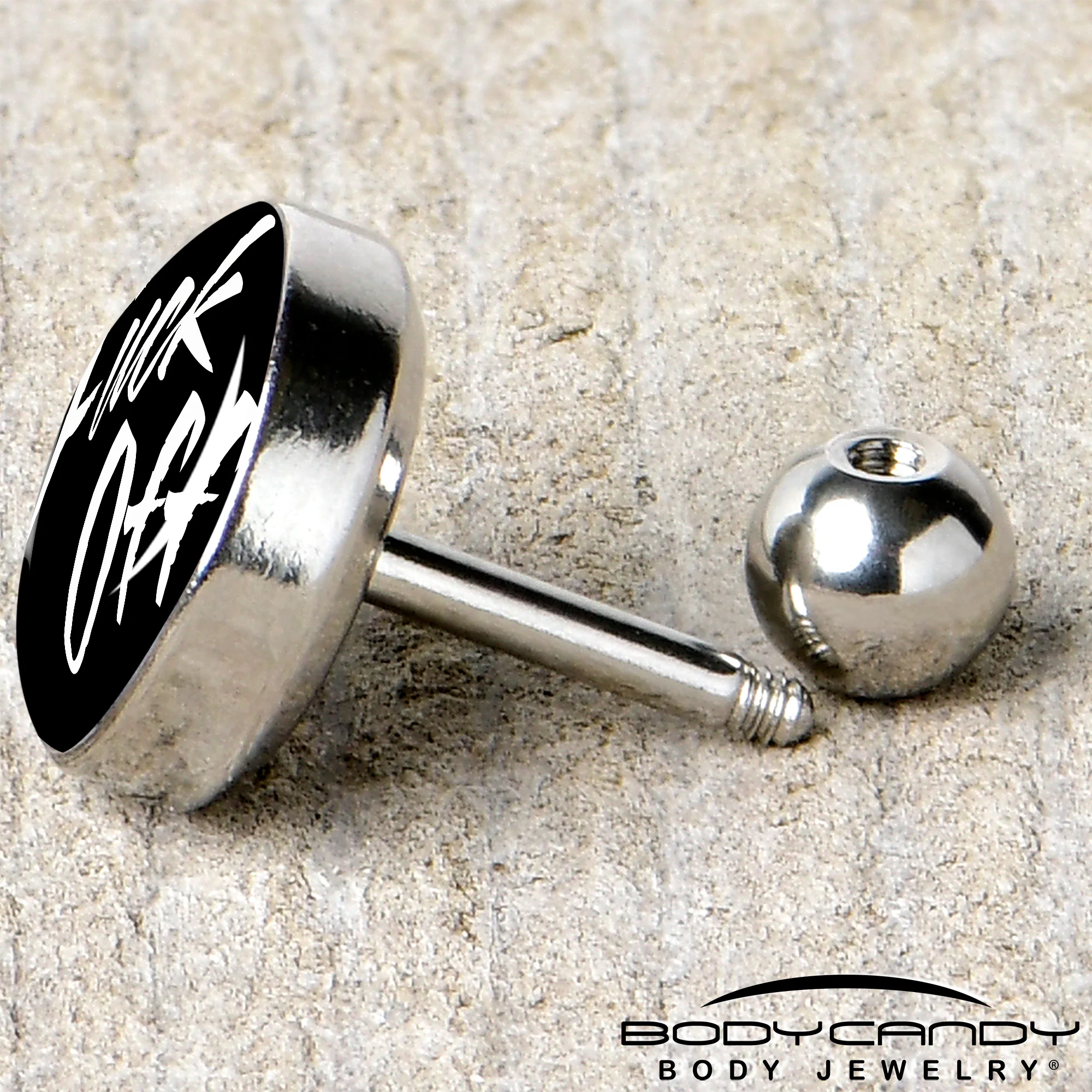16G Black F*ck Off Tragus Cartilage Earring - Image 6