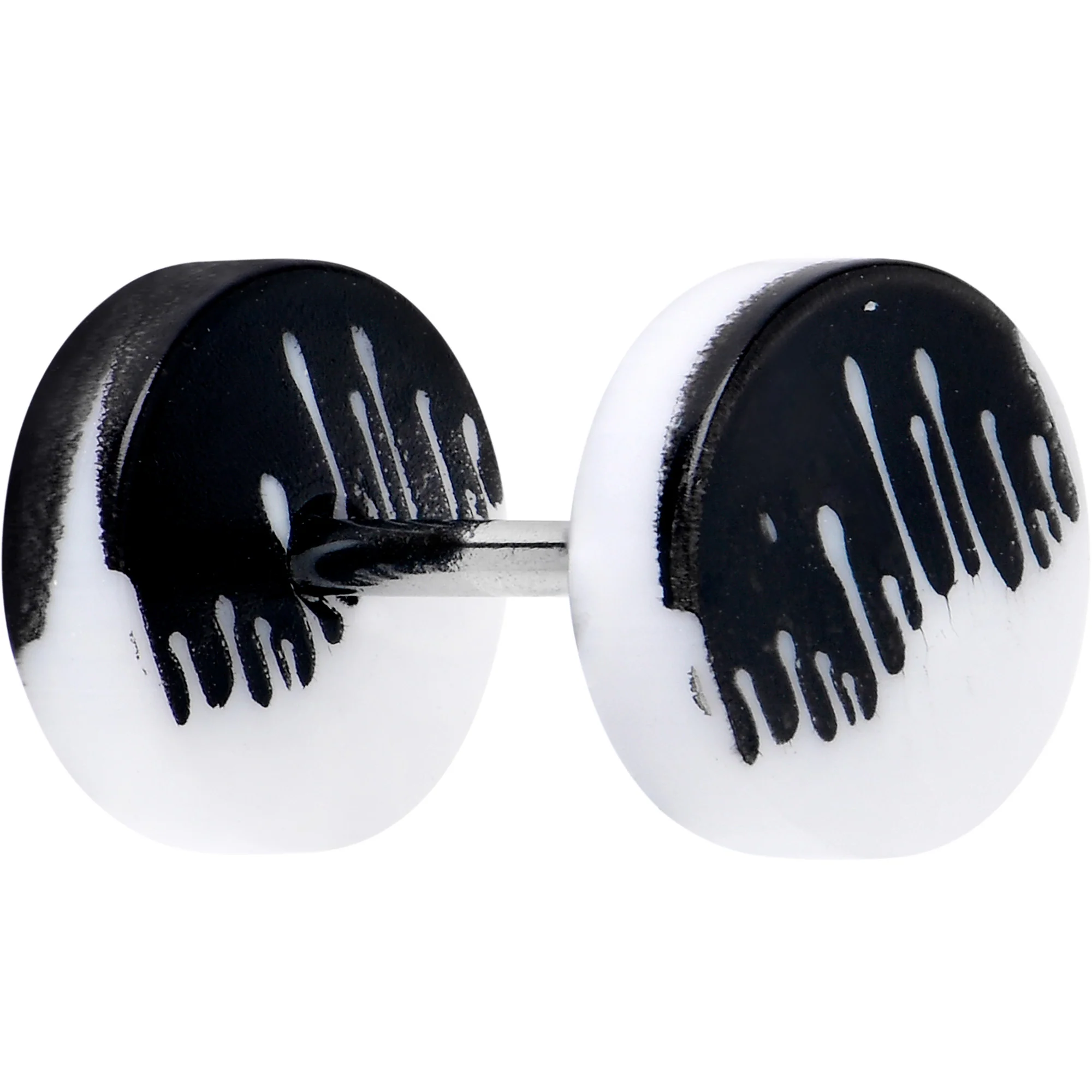16G Black White Reverse Drip Acrylic Cheater Plug Set - Image 2