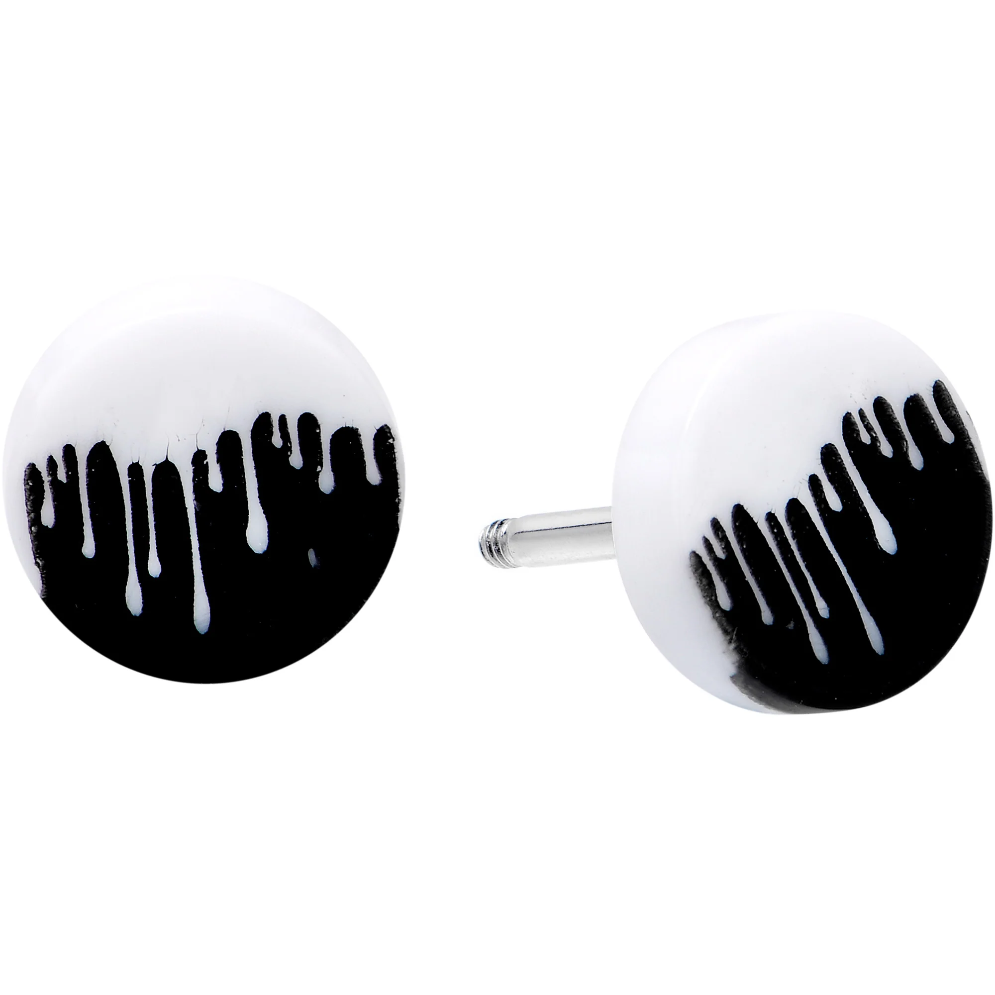 16G Black White Reverse Drip Acrylic Cheater Plug Set - Image 4