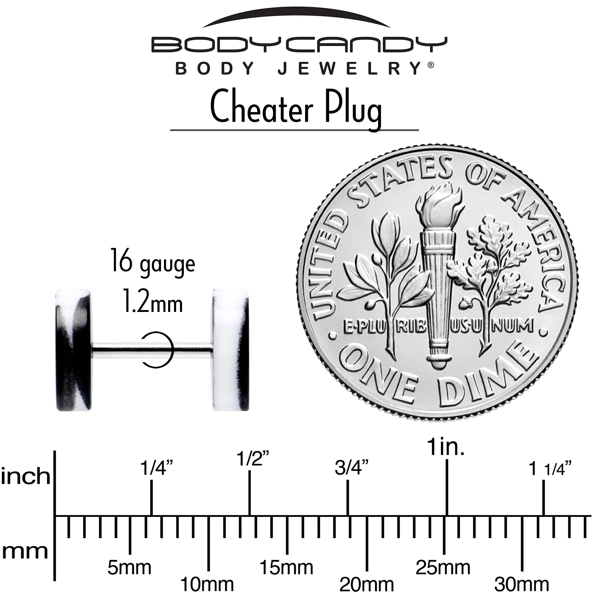 16G Black White Reverse Drip Acrylic Cheater Plug Set - Image 5