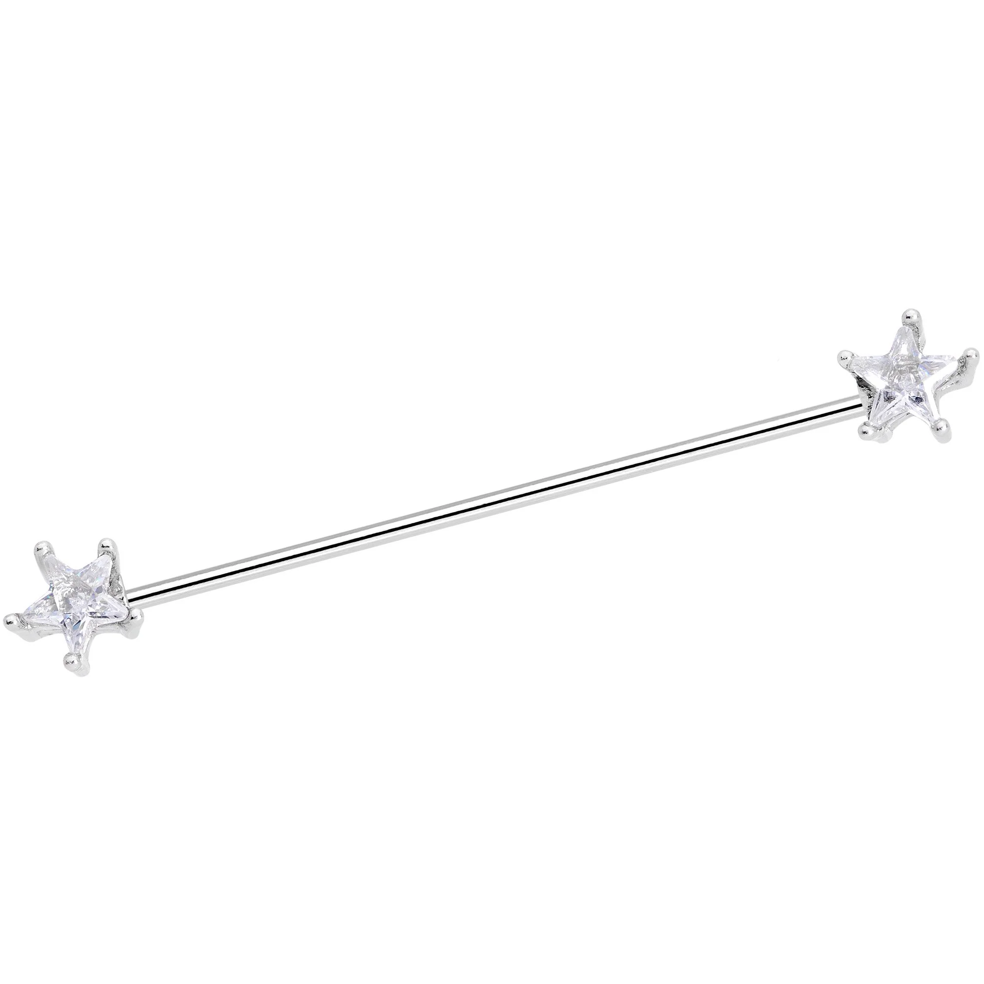 16G Clear Blue CZ Gem Stars Industrial Barbell Bonus Pack Set - Image 2