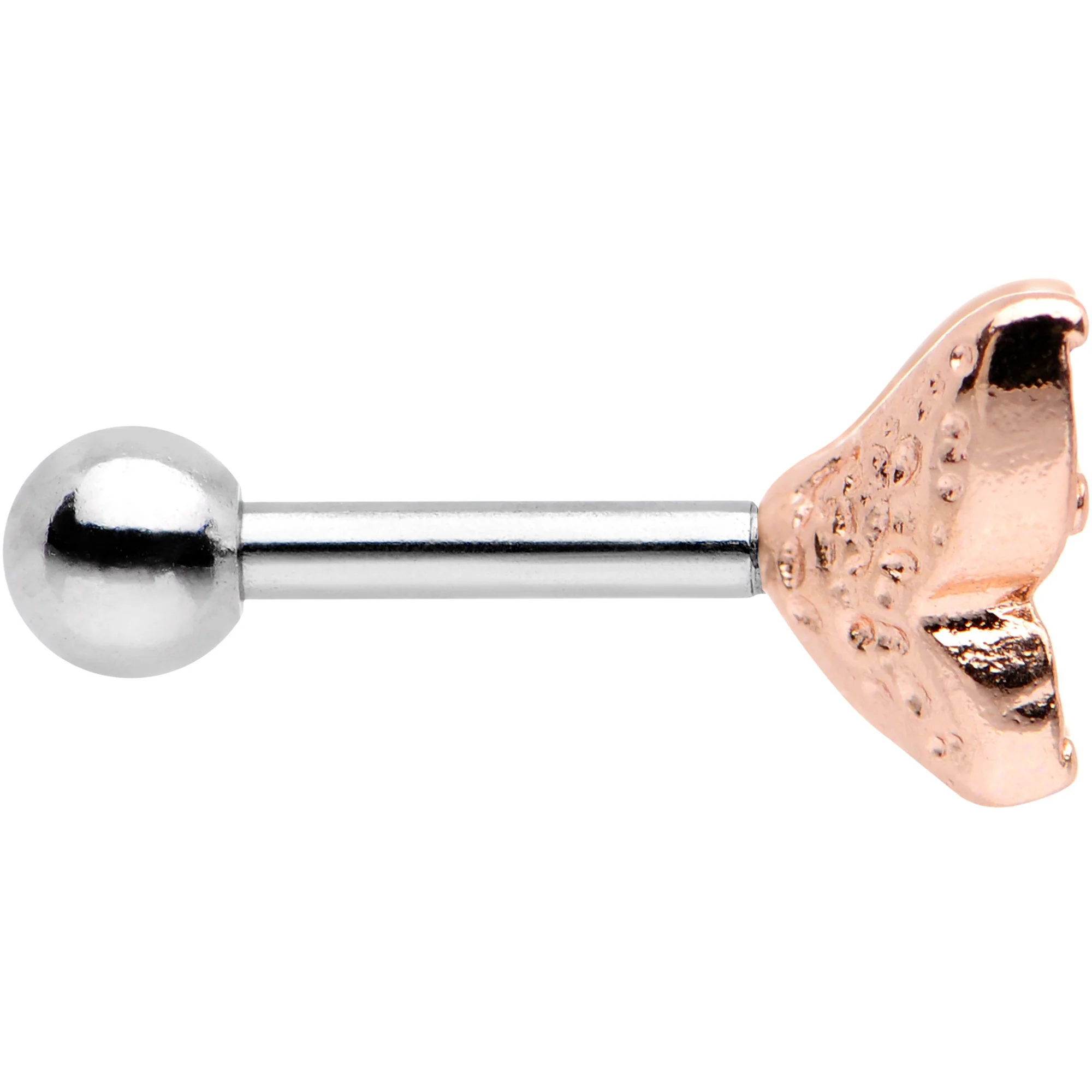16G Clear Gem Rose Gold Tone Butterfly Tragus Cartilage Earring - Image 3
