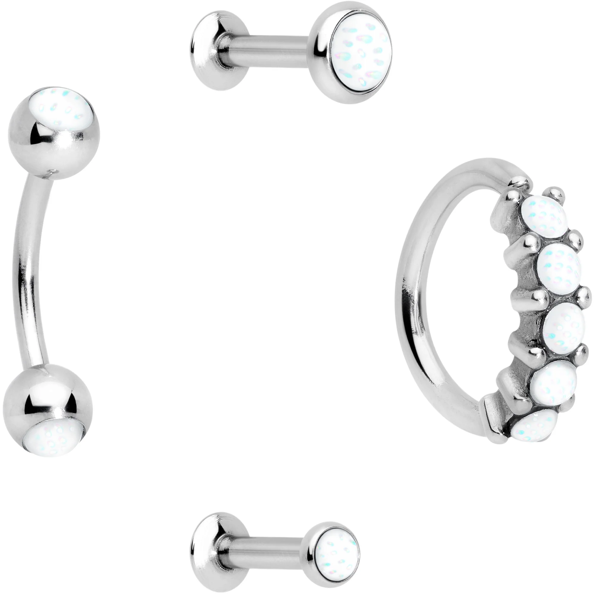 16G Clear Orb Septum Labret Cartilage Tragus Set of 4