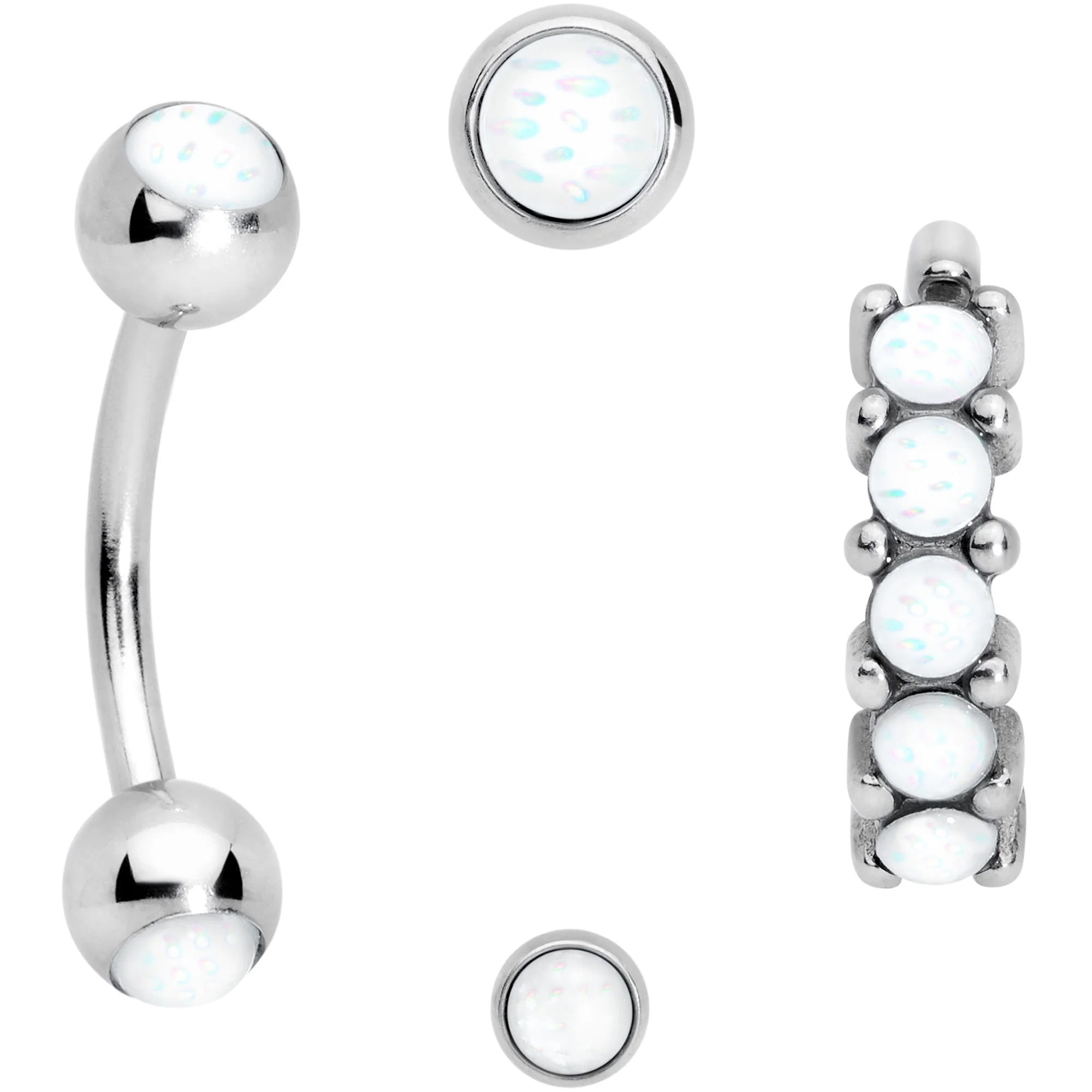 16G Clear Orb Septum Labret Cartilage Tragus Set of 4 - Image 2