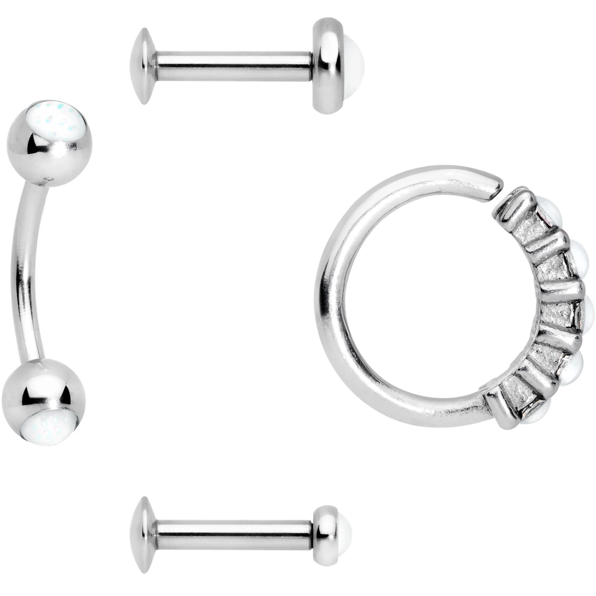 16G Clear Orb Septum Labret Cartilage Tragus Set of 4 - Image 3