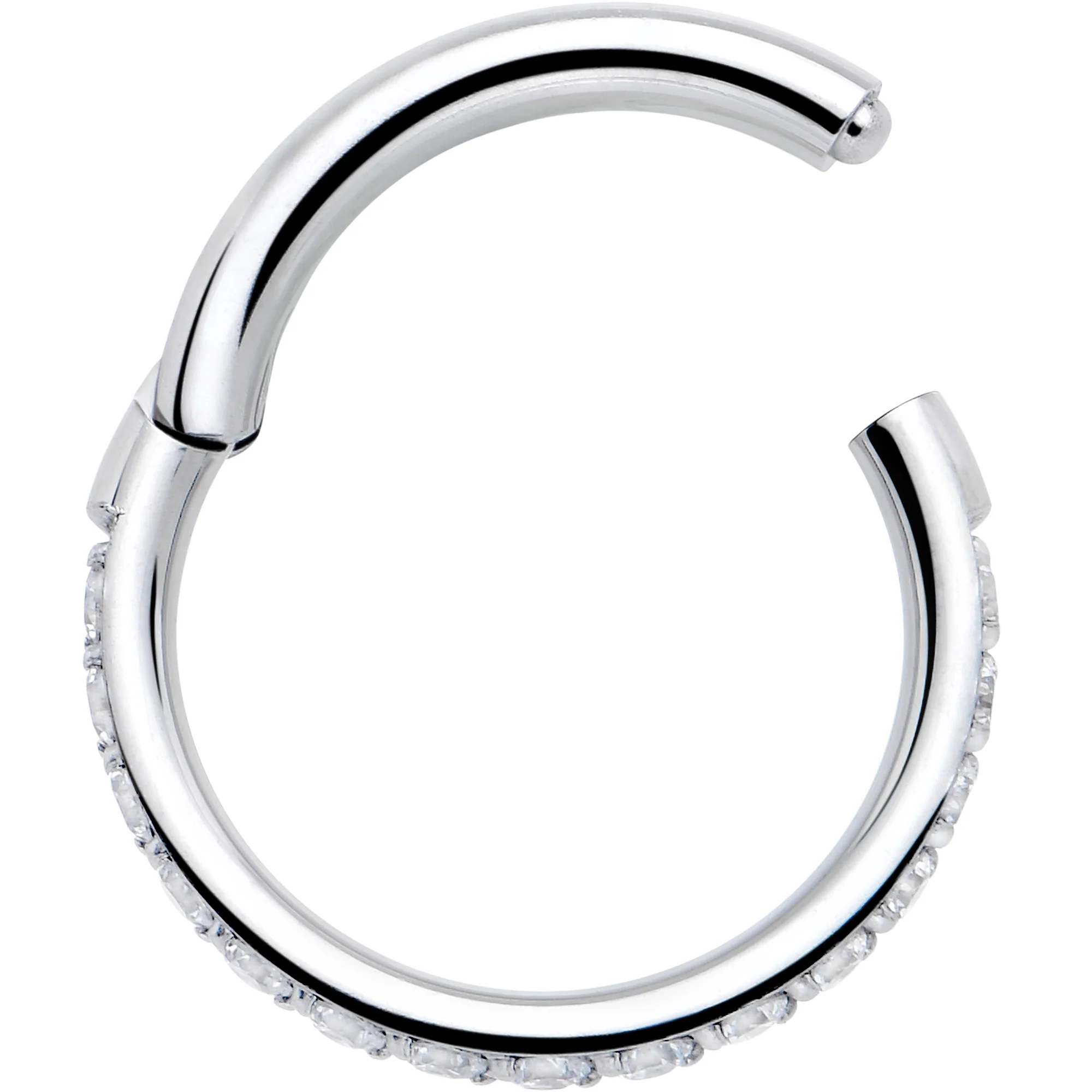 16G Clear Cubic Zirconia Forward Facing Hinged Segment Ring - Image 4