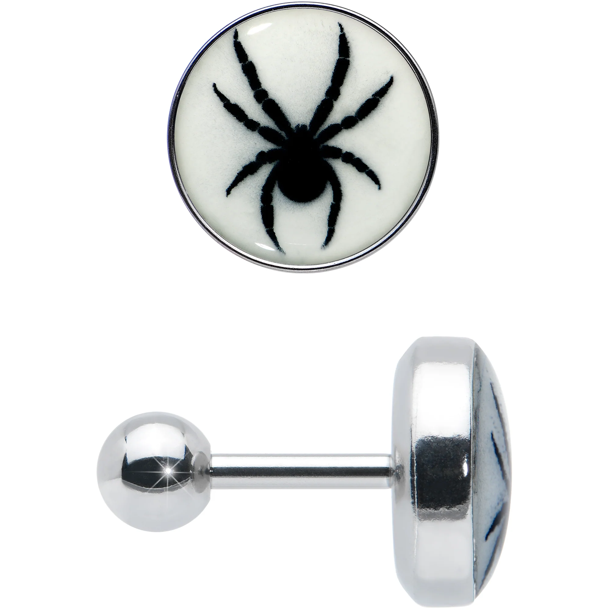 16G Glow in the Dark Black Widow Spider Tragus Cartilage Earring by Onyx O - Image 3