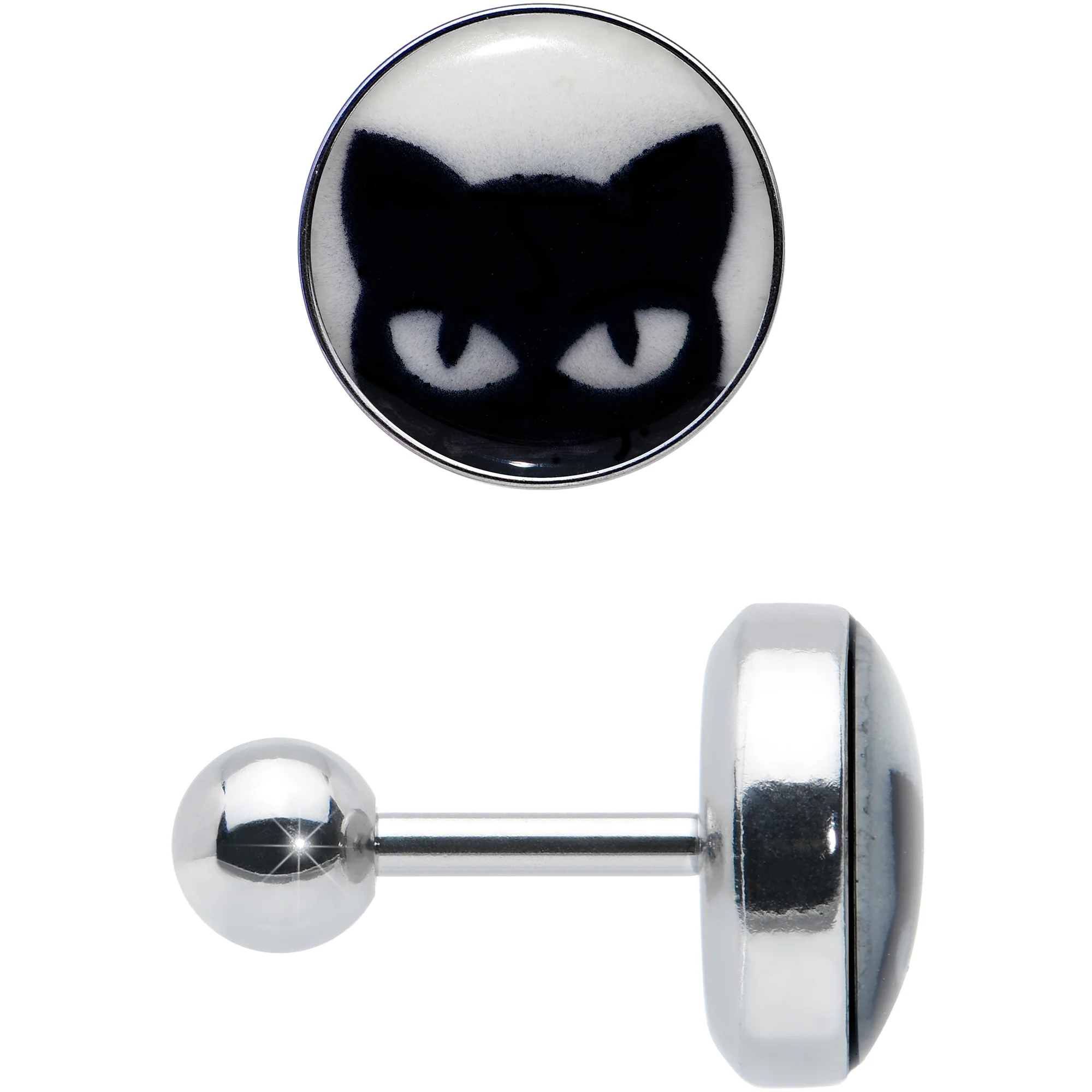 16G Glow in the Dark Peeking Black Cat Tragus Cartilage Earring by Onyx O - Image 3