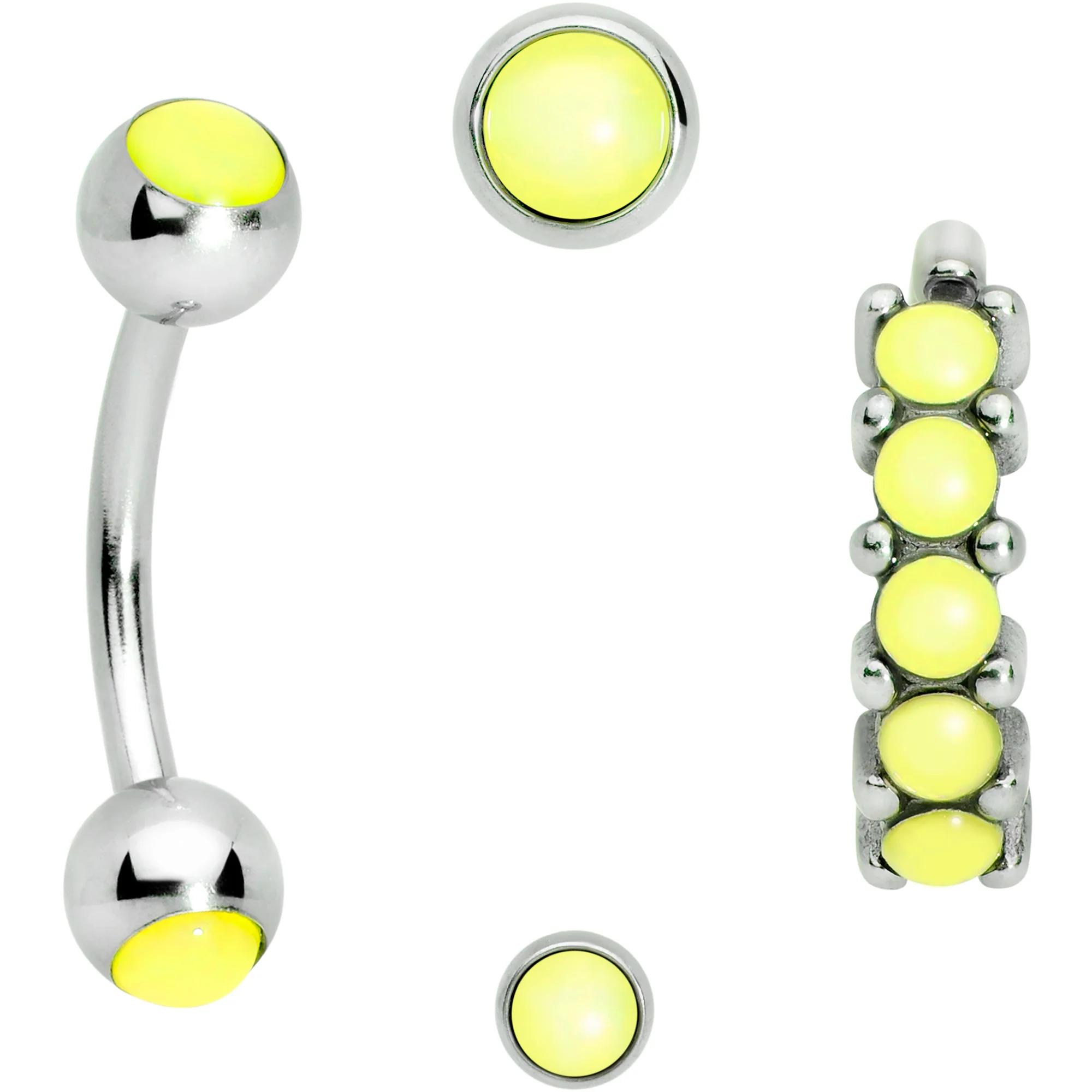 16G Green Orb Septum Labret Cartilage Tragus Set of 4 - Image 2
