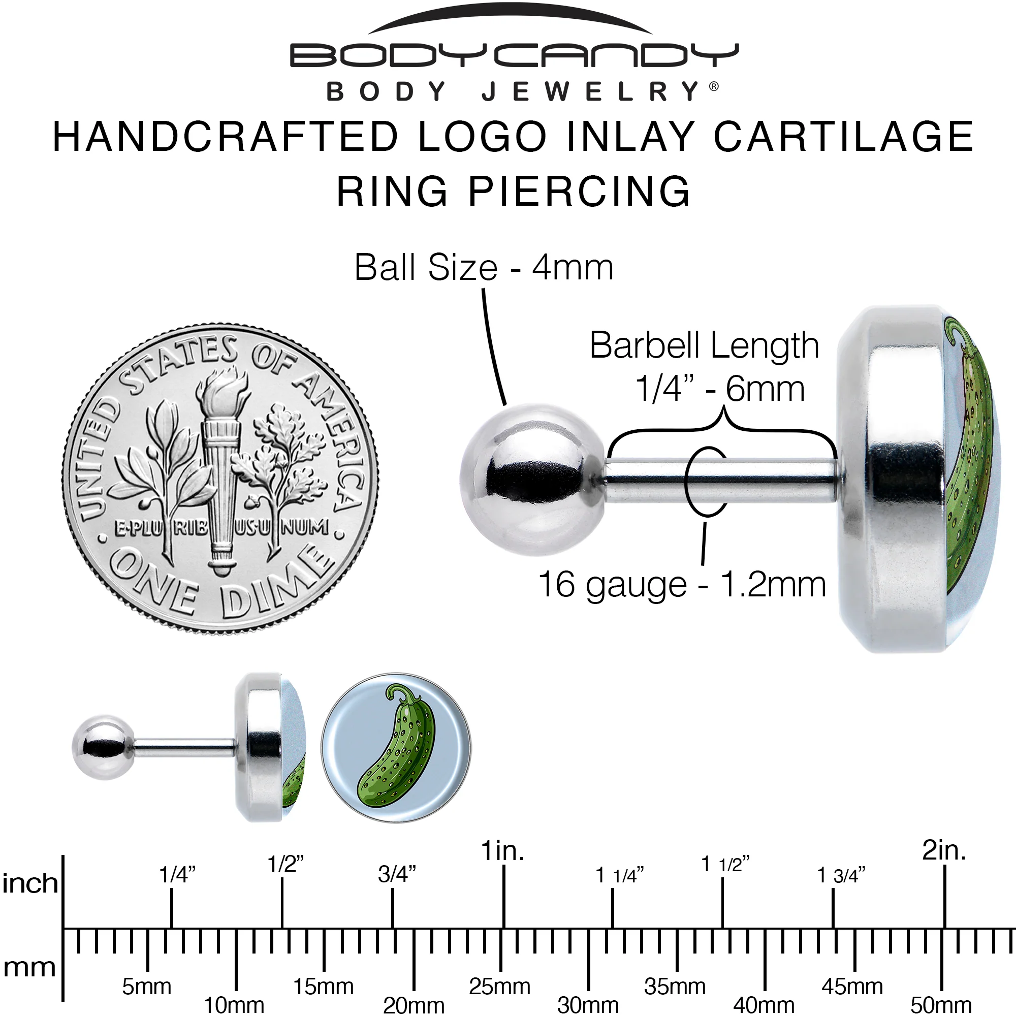 Green Pickle Tragus Cartilage Earring by Onyx O - Image 6