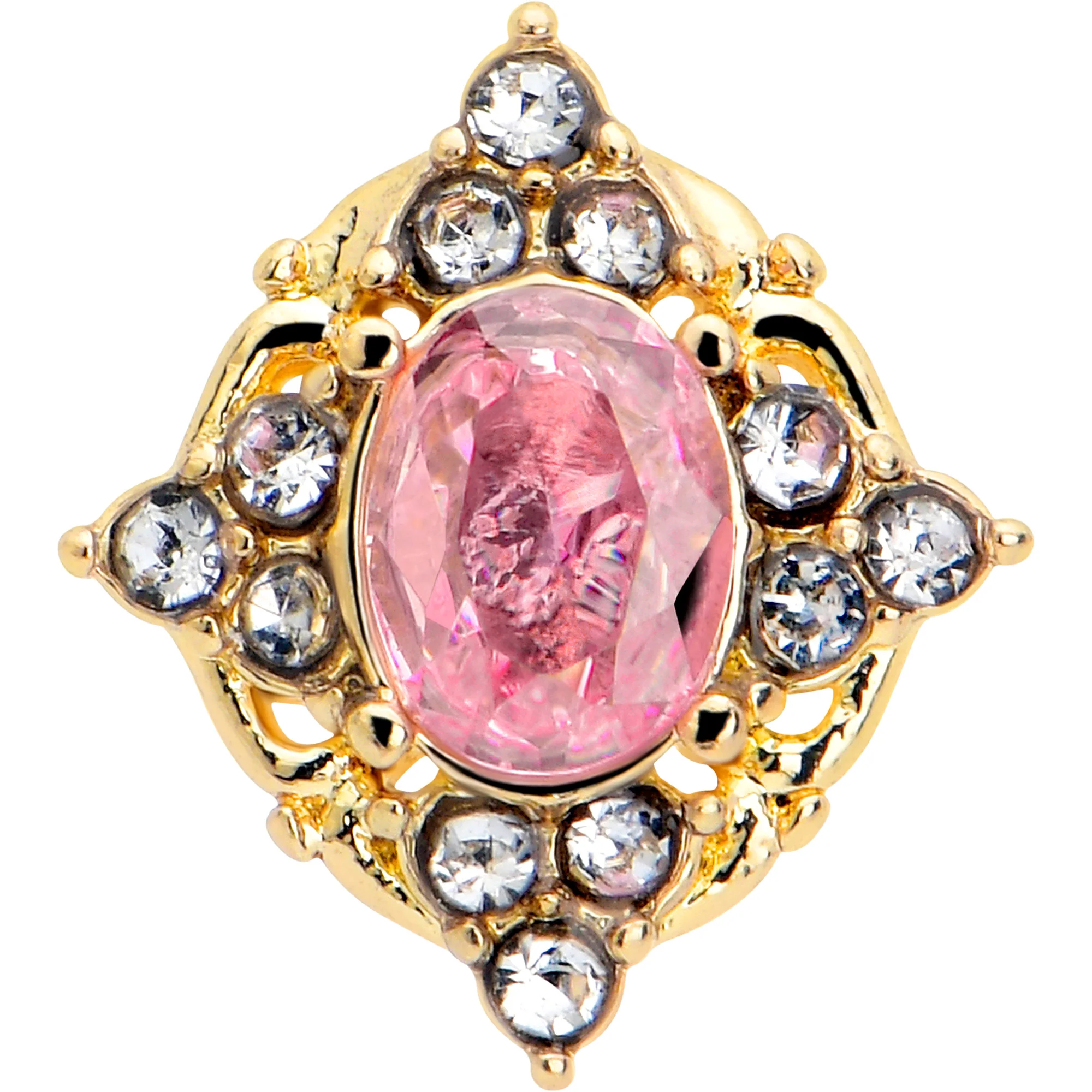 16G Pink Tourmaline Gold Tone Wondrous Glam Flat Back Earring - Image 3