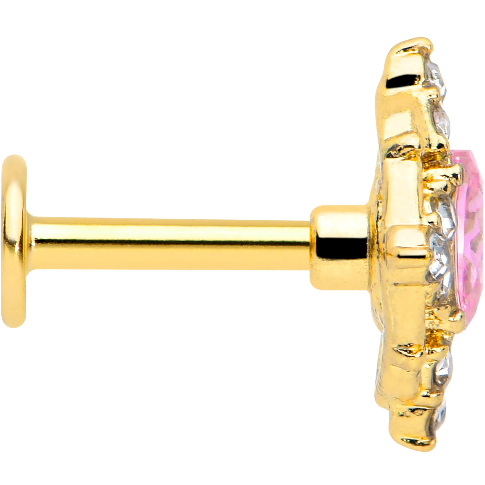 16G Pink Tourmaline Gold Tone Wondrous Glam Flat Back Earring - Image 4