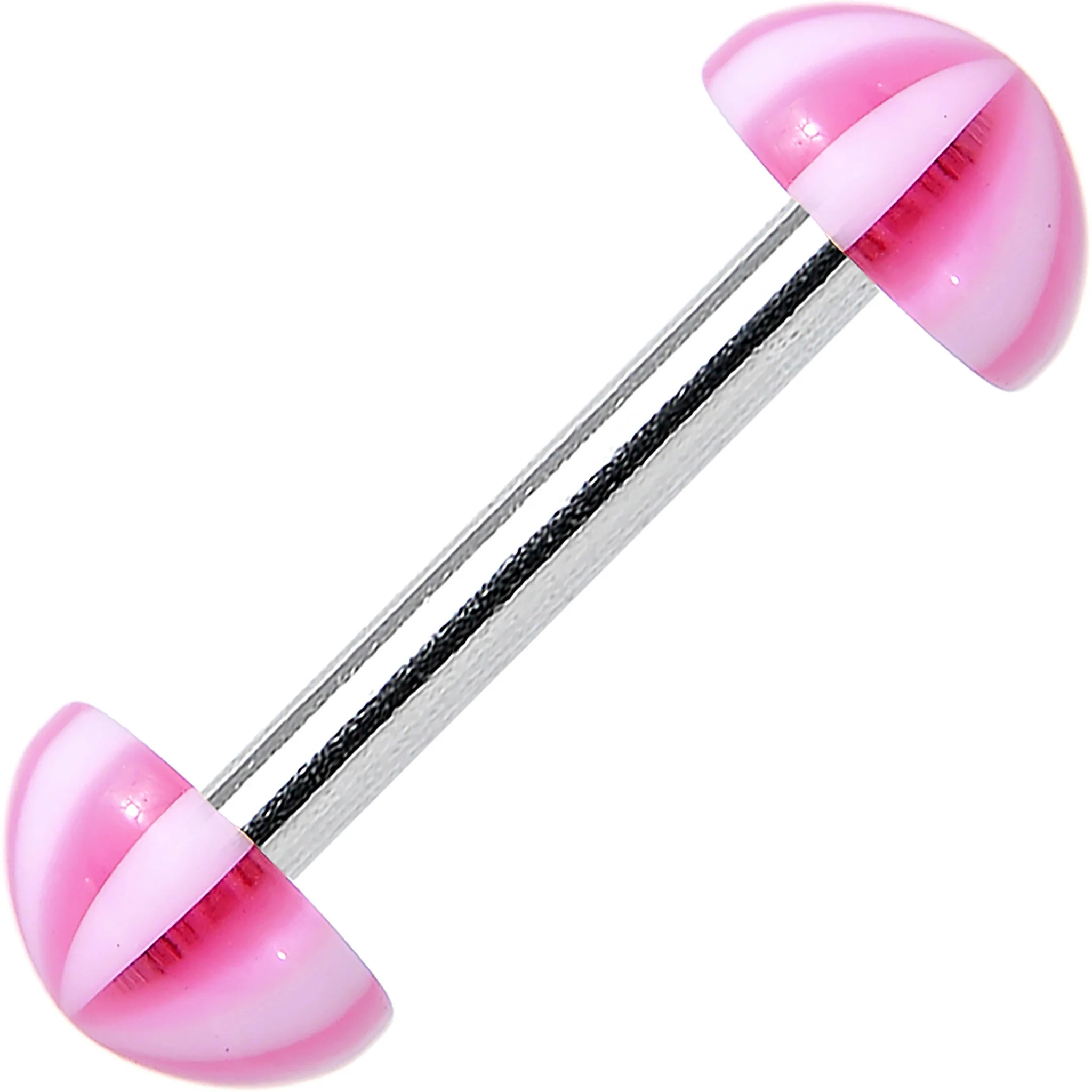 16G Pink White Acrylic Peppermint Love Barbell Eyebrow Ring 5/16 - Image 2