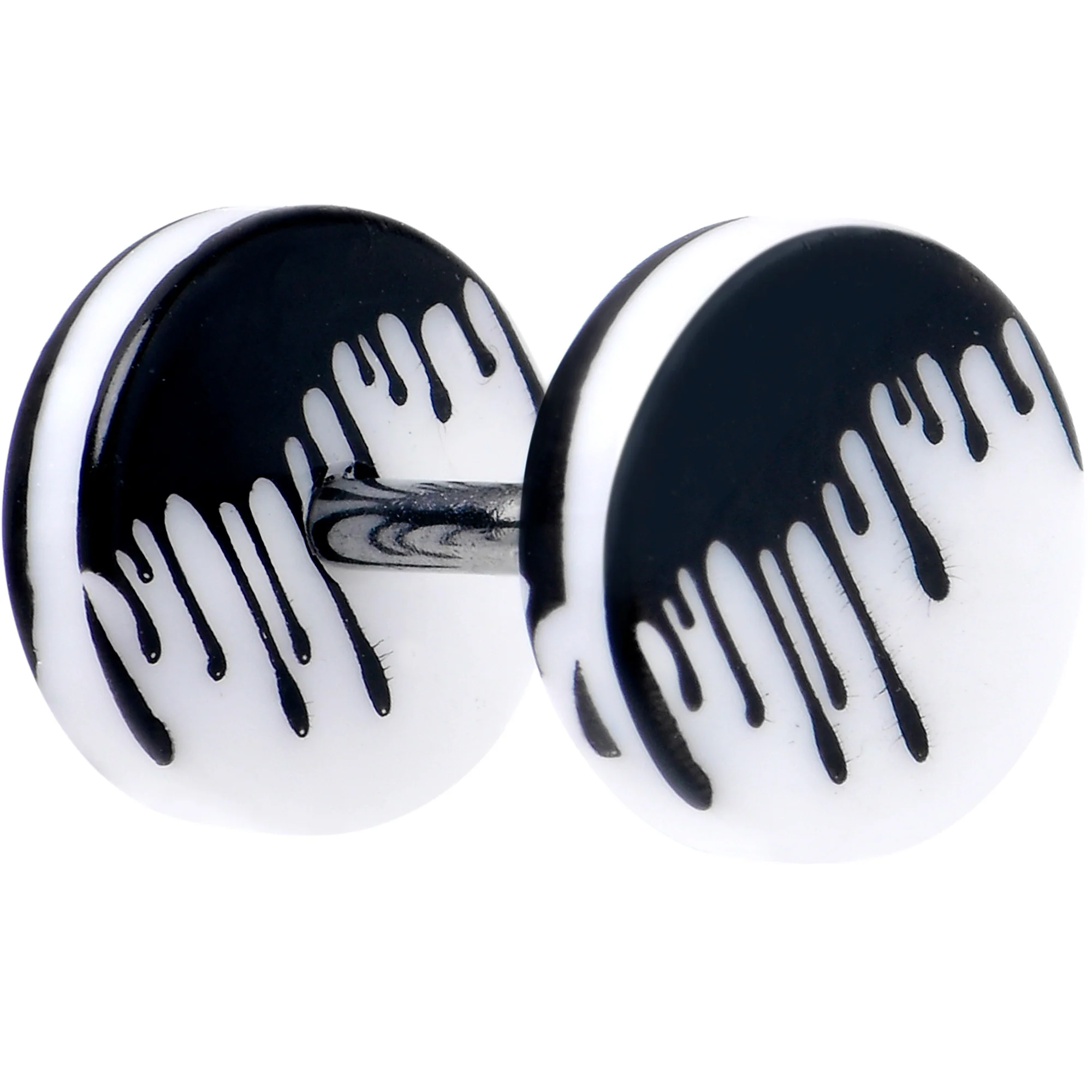 16G White Black Drip Acrylic Cheater Plug Set - Image 2