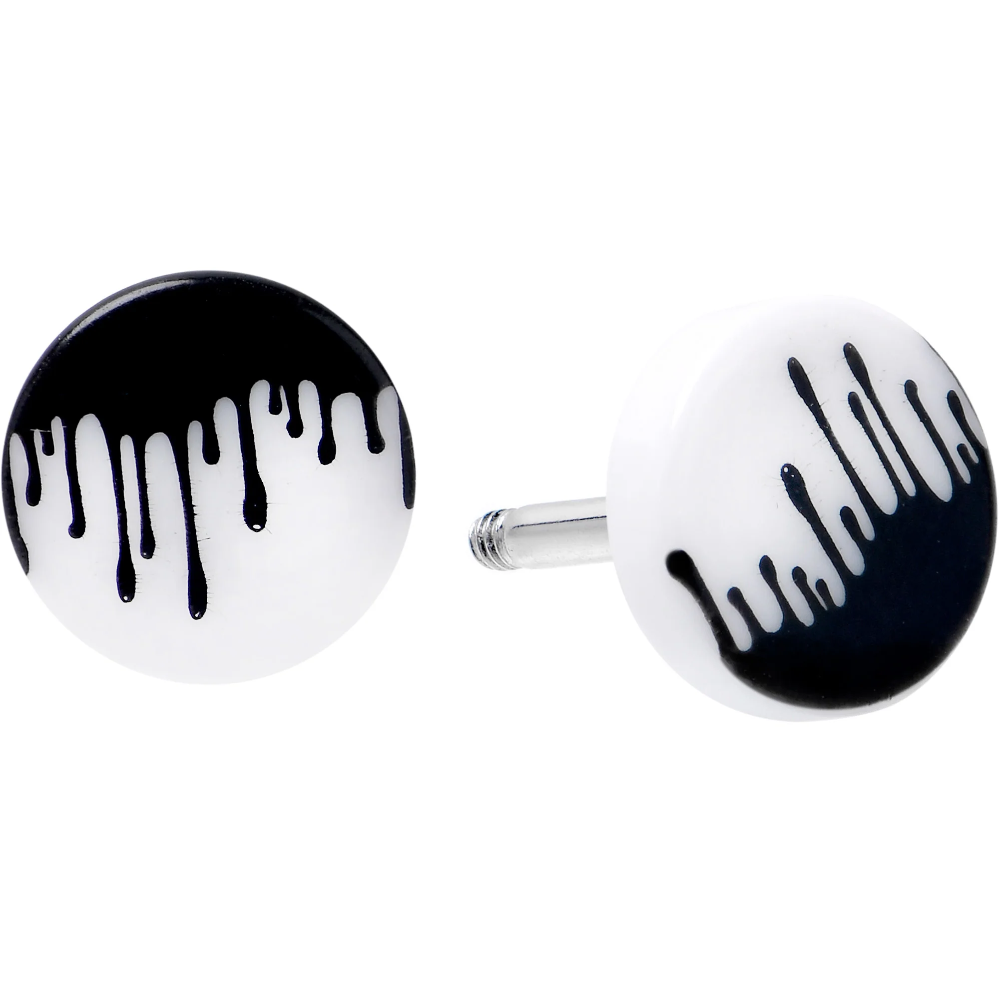 16G White Black Drip Acrylic Cheater Plug Set - Image 4