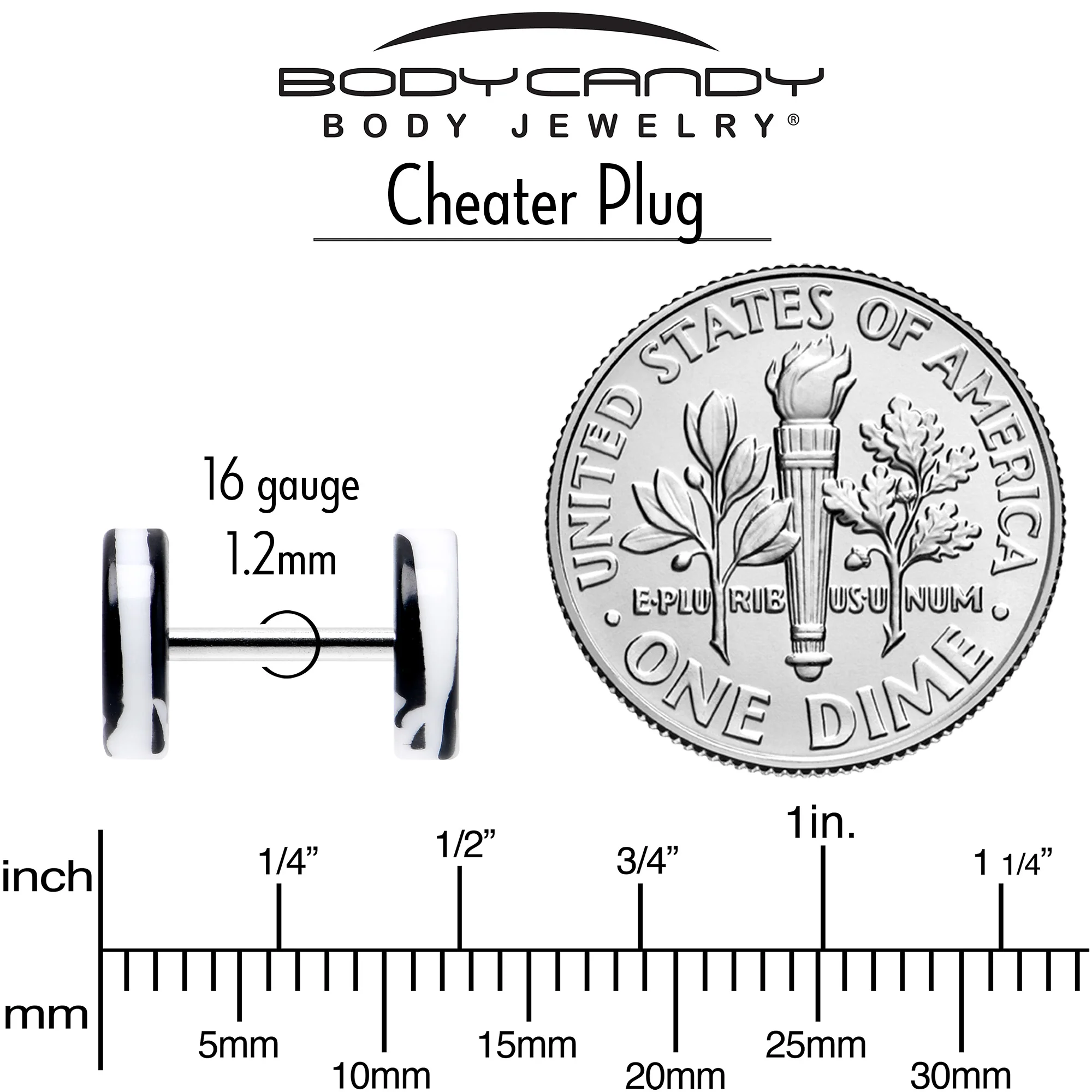 16G White Black Drip Acrylic Cheater Plug Set - Image 5