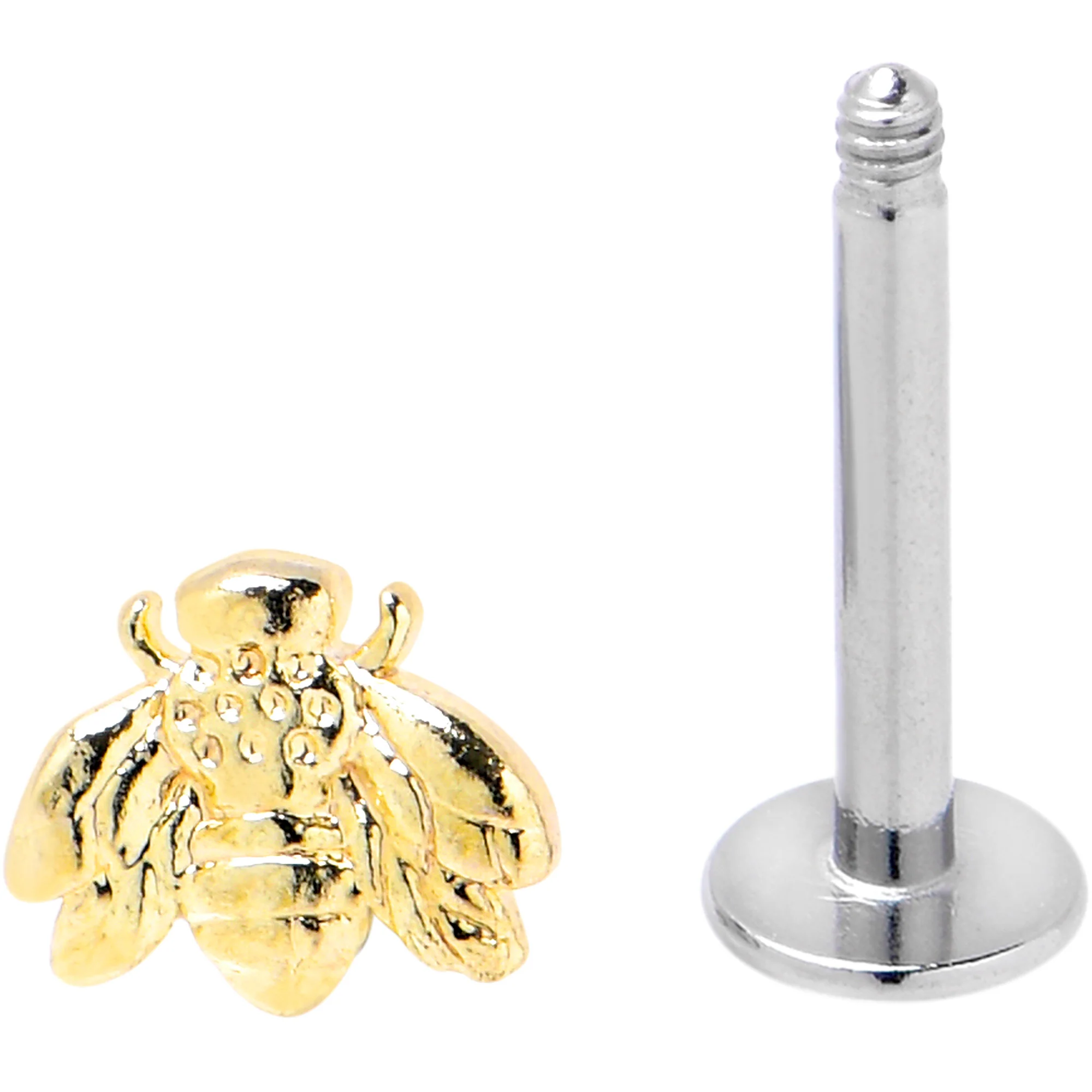 16G Yellow Gem Bee Flower Labret Segment Ring Ear Curation Set of 5 - Image 4