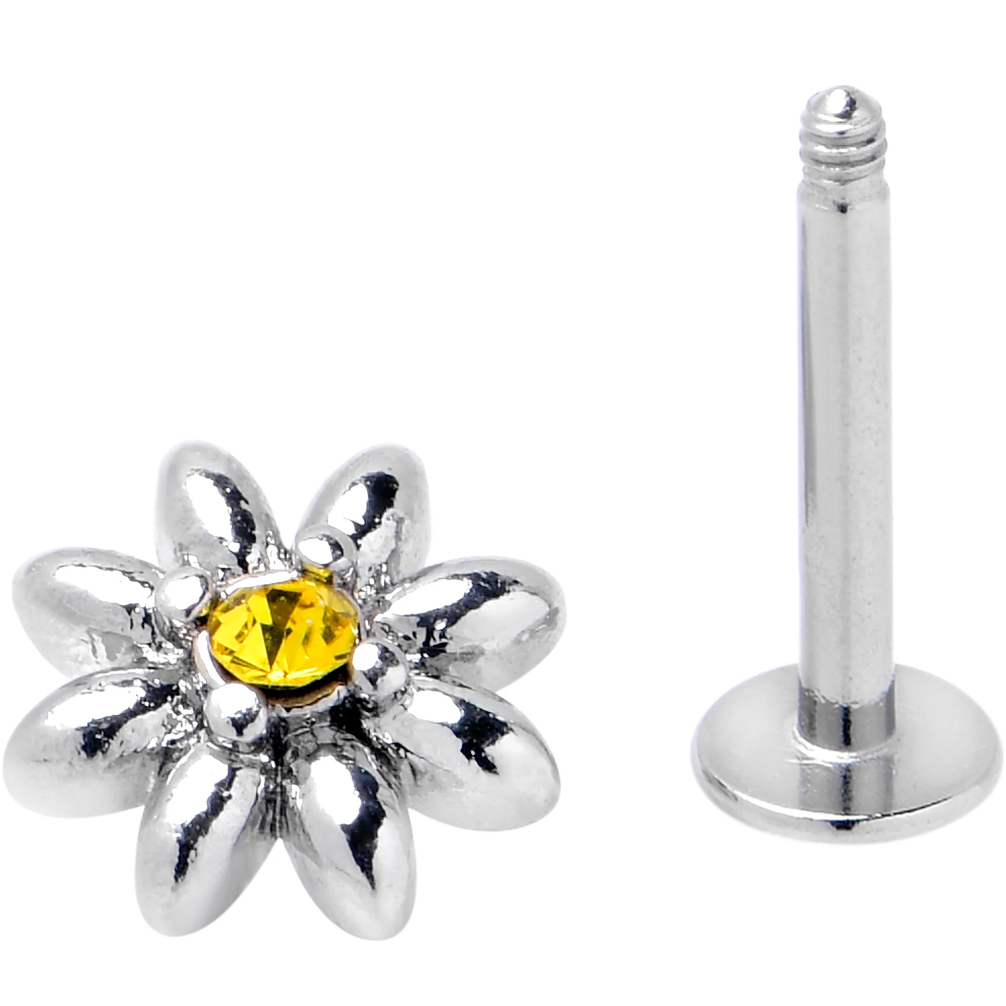 16G Yellow Gem Bee Flower Labret Segment Ring Ear Curation Set of 5 - Image 5