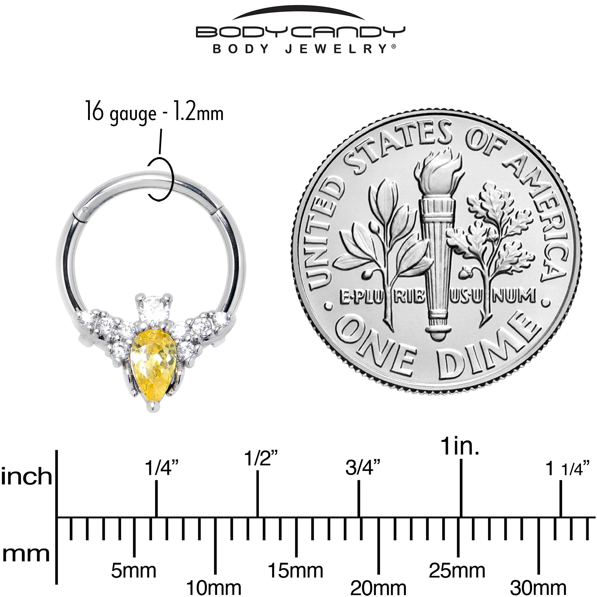16G Yellow Gem Bee Flower Labret Segment Ring Ear Curation Set of 5 - Image 6