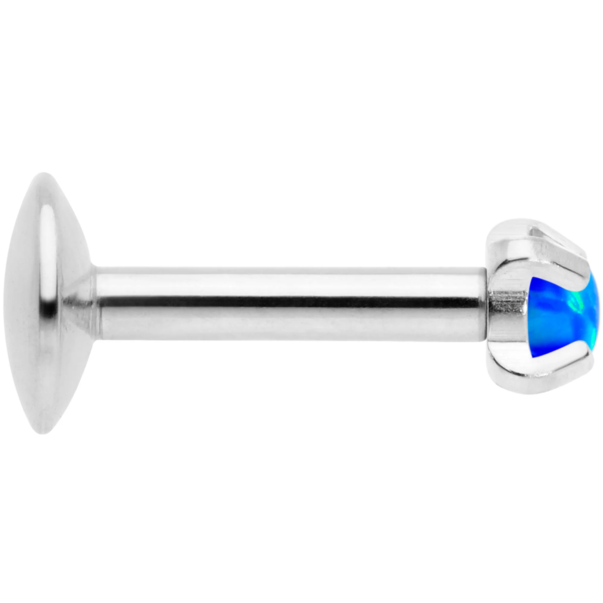 16G 1/4 2mm Blue Syn Opal G23 Titanium Internal Thread Labret - Image 2