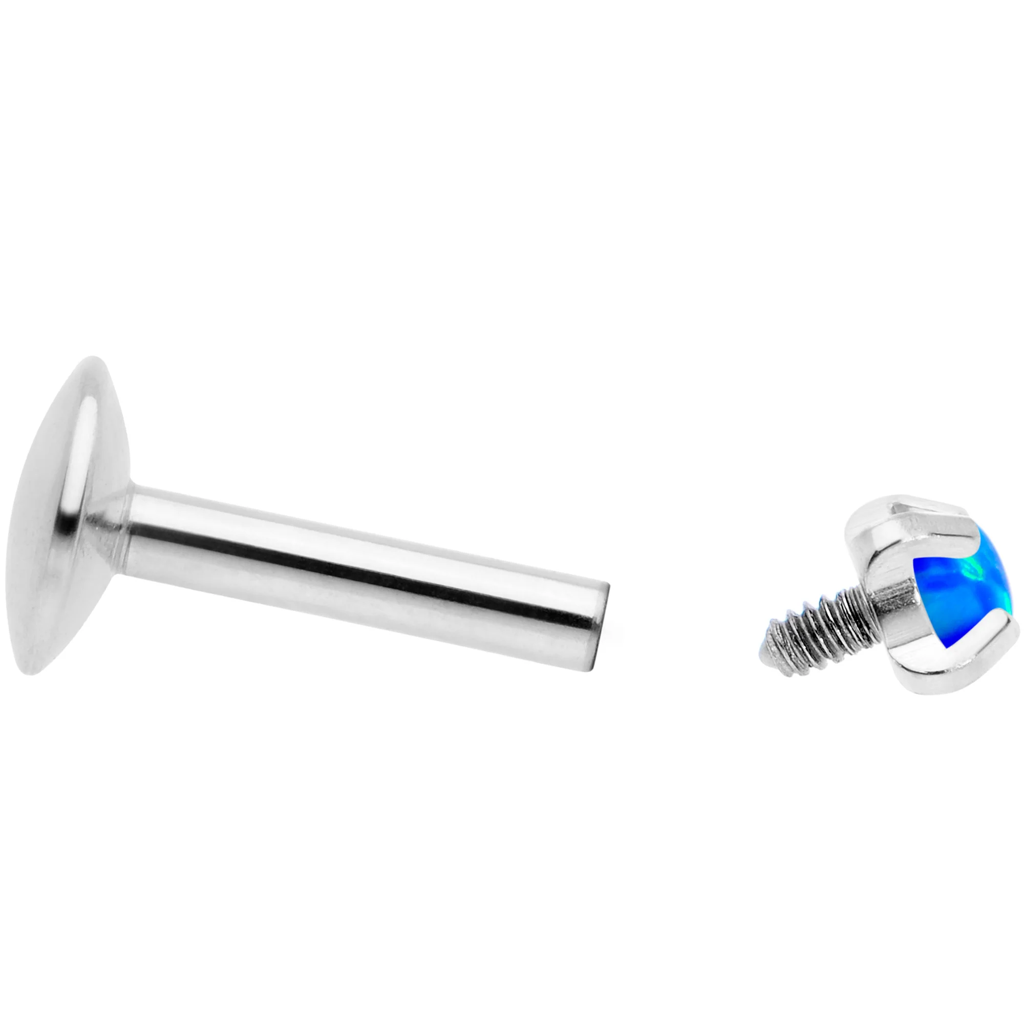 16G 1/4 2mm Blue Syn Opal G23 Titanium Internal Thread Labret - Image 4
