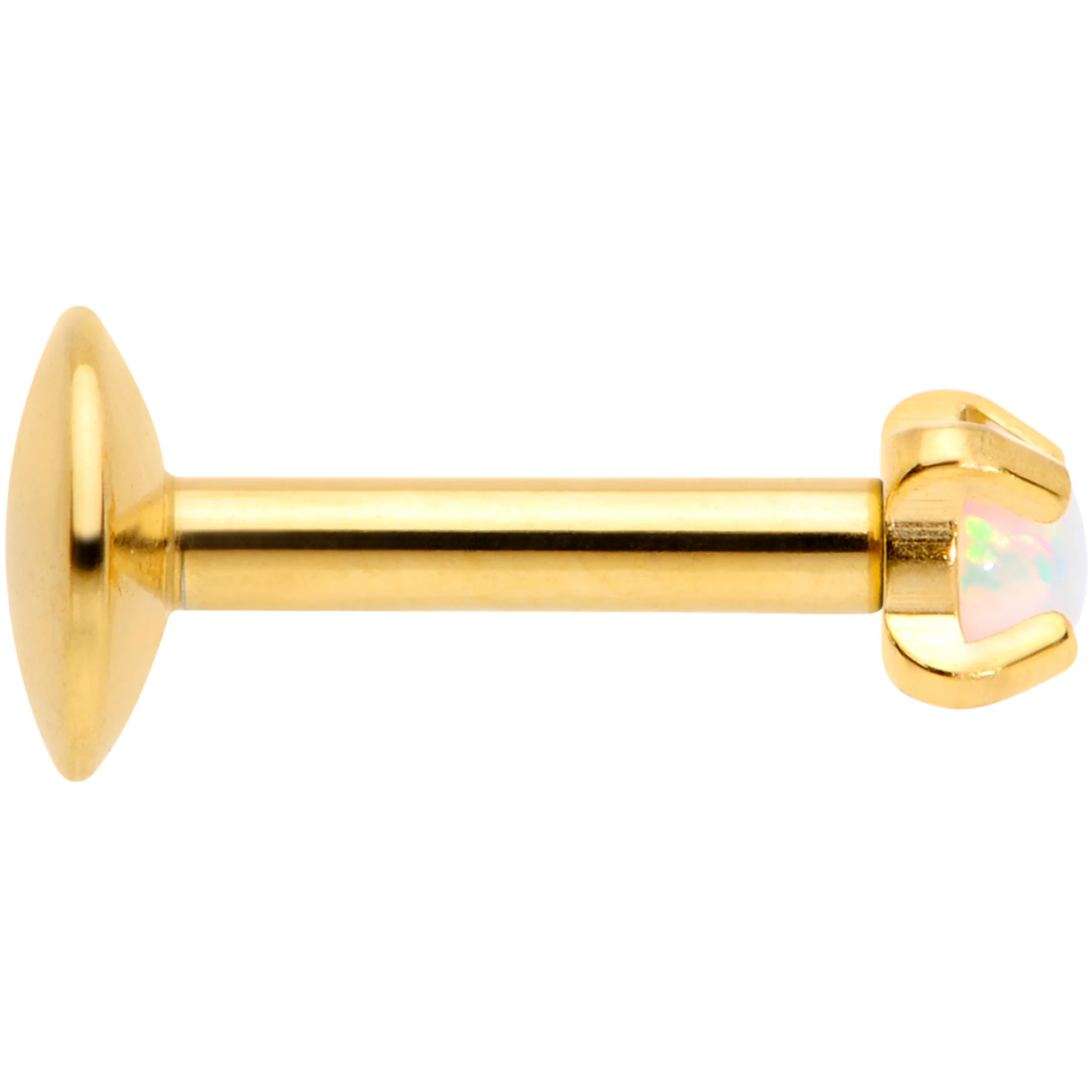 16G 1/4 2mm Syn Opal Gold G23 Titanium Internal Thread Labret - Image 2