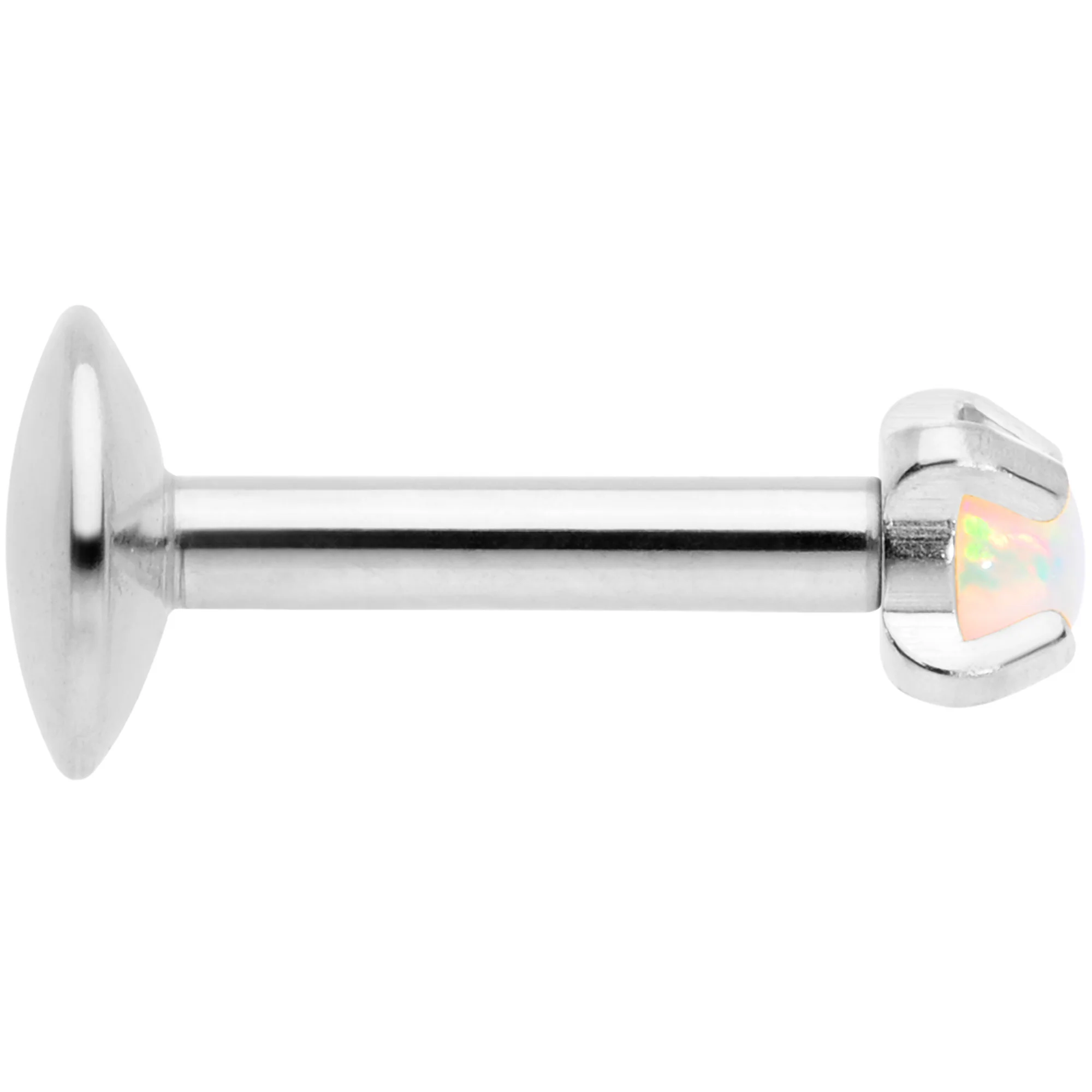 16G 1/4 2mm White Syn Opal G23 Titanium Internal Thread Labret - Image 2