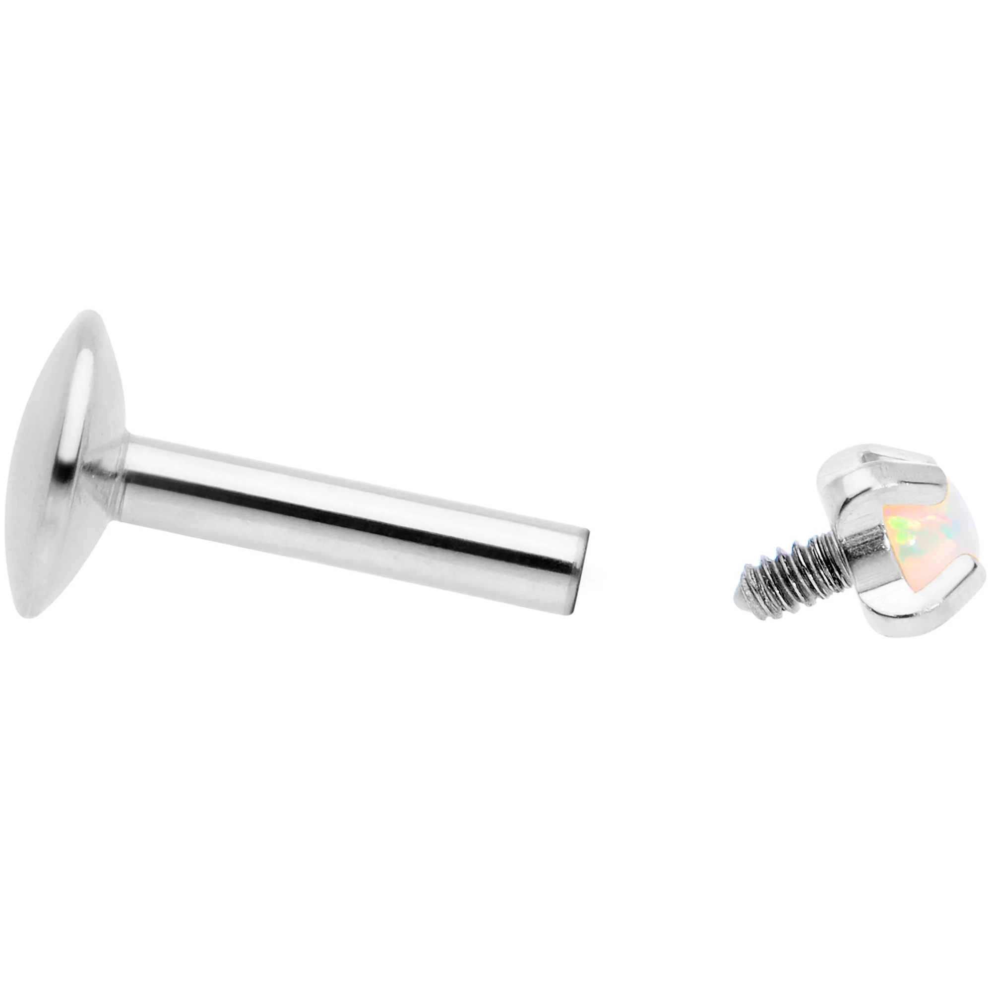 16G 1/4 2mm White Syn Opal G23 Titanium Internal Thread Labret - Image 4
